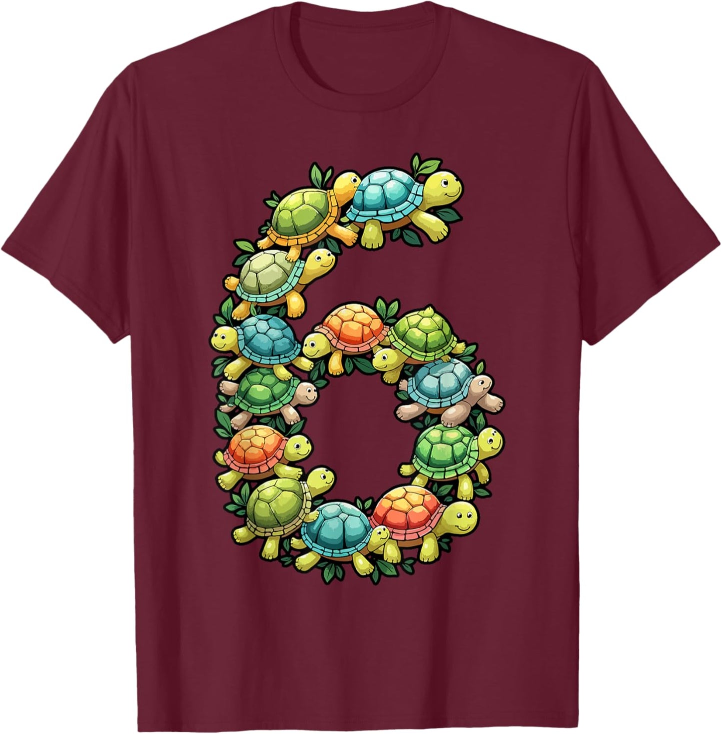 6th Birthday Sea Turtle Tortoise Theme Party 6 Year Old T-Shirt - T-Shirt | Maroon