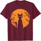 Vintage Scary Halloween Cat Costume Retro Cat Moon Men Women Kids T-Shirt - T-Shirt | Maroon