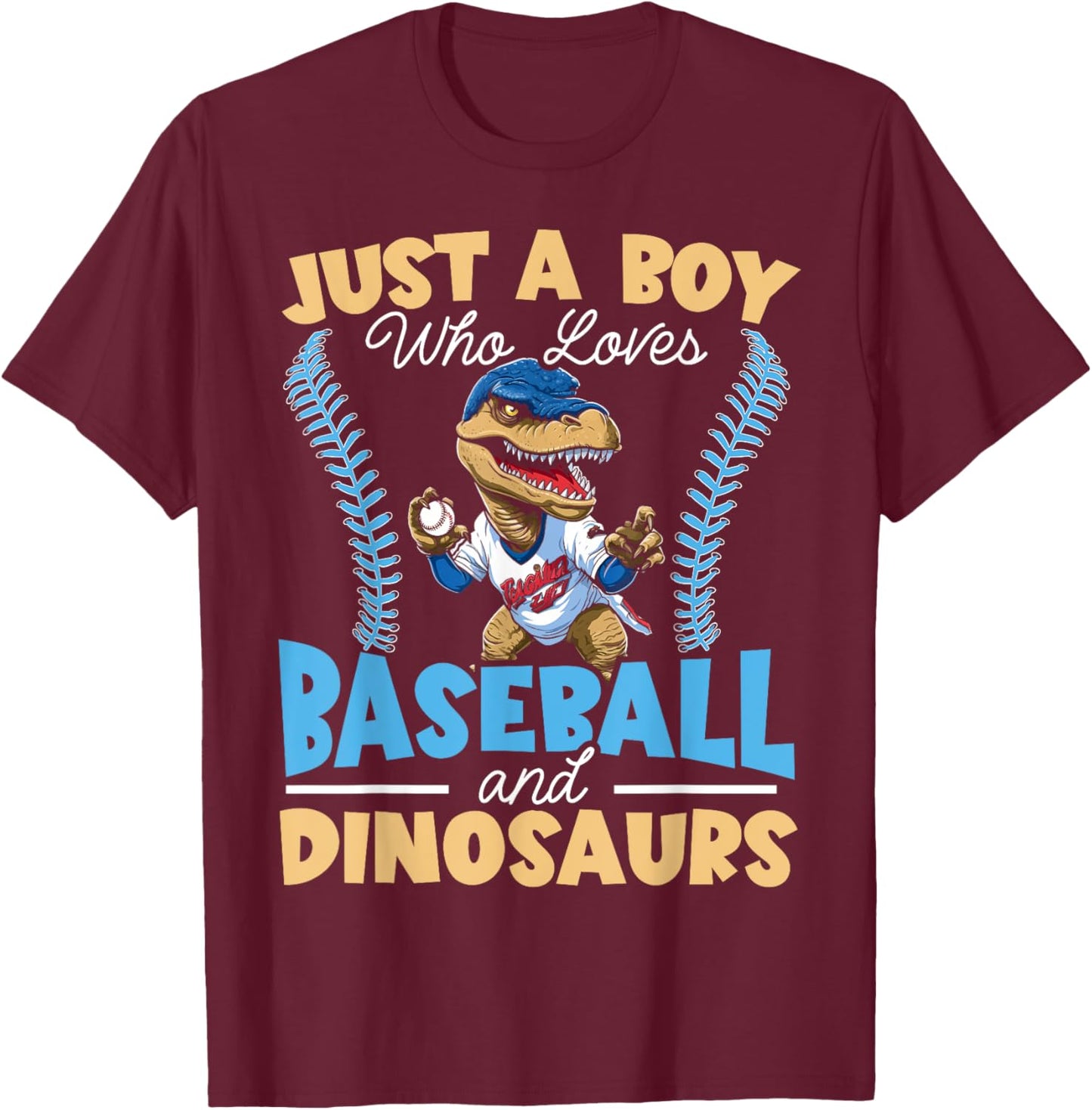 Baseball Dinsoaur Sport Lover Baseball Player Dino Fossil T-Shirt - T-Shirt | Maroon