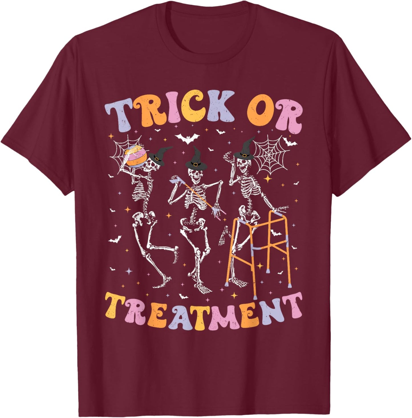 Trick or Treatment PT Physical Therapy Therapist Halloween T-Shirt - T-Shirt | Maroon
