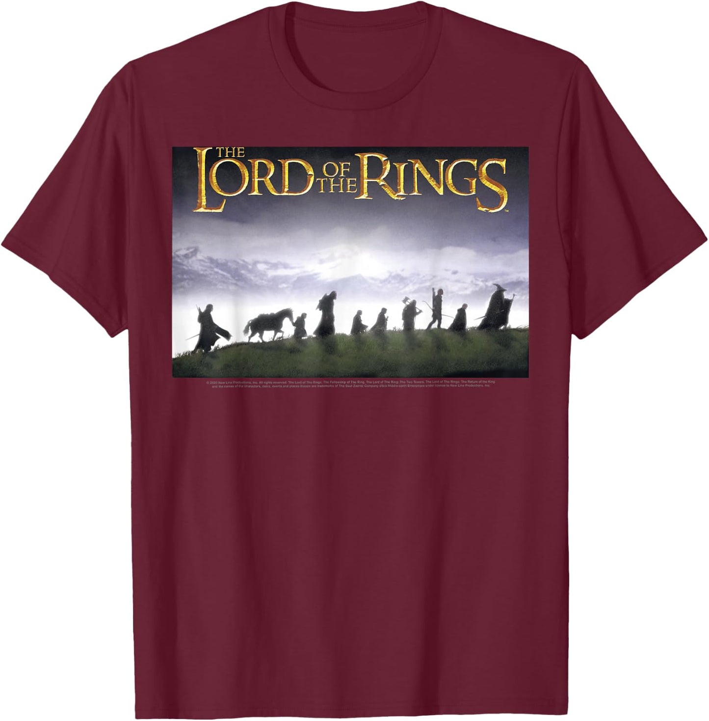 The Lord of The Rings Fellowship Poster T-Shirt - T-Shirt | Maroon
