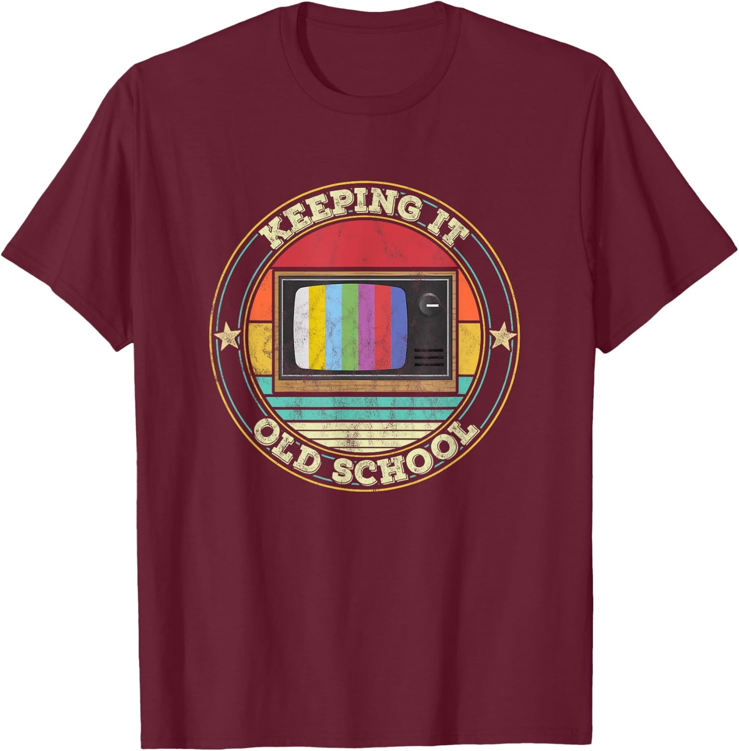 80s Retro Television Keeping it old School 90s Vintage T-Shirt - T-Shirt | Maroon
