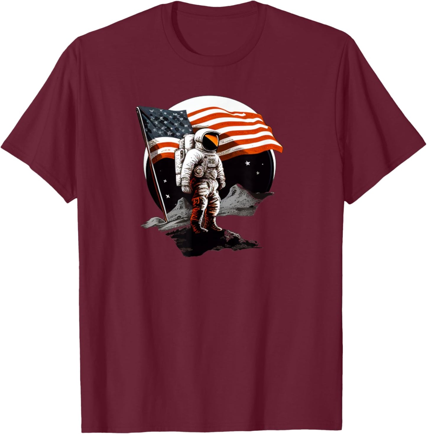 Patriotic Moon landing for Space World Lovers T-Shirt - T-Shirt | Maroon