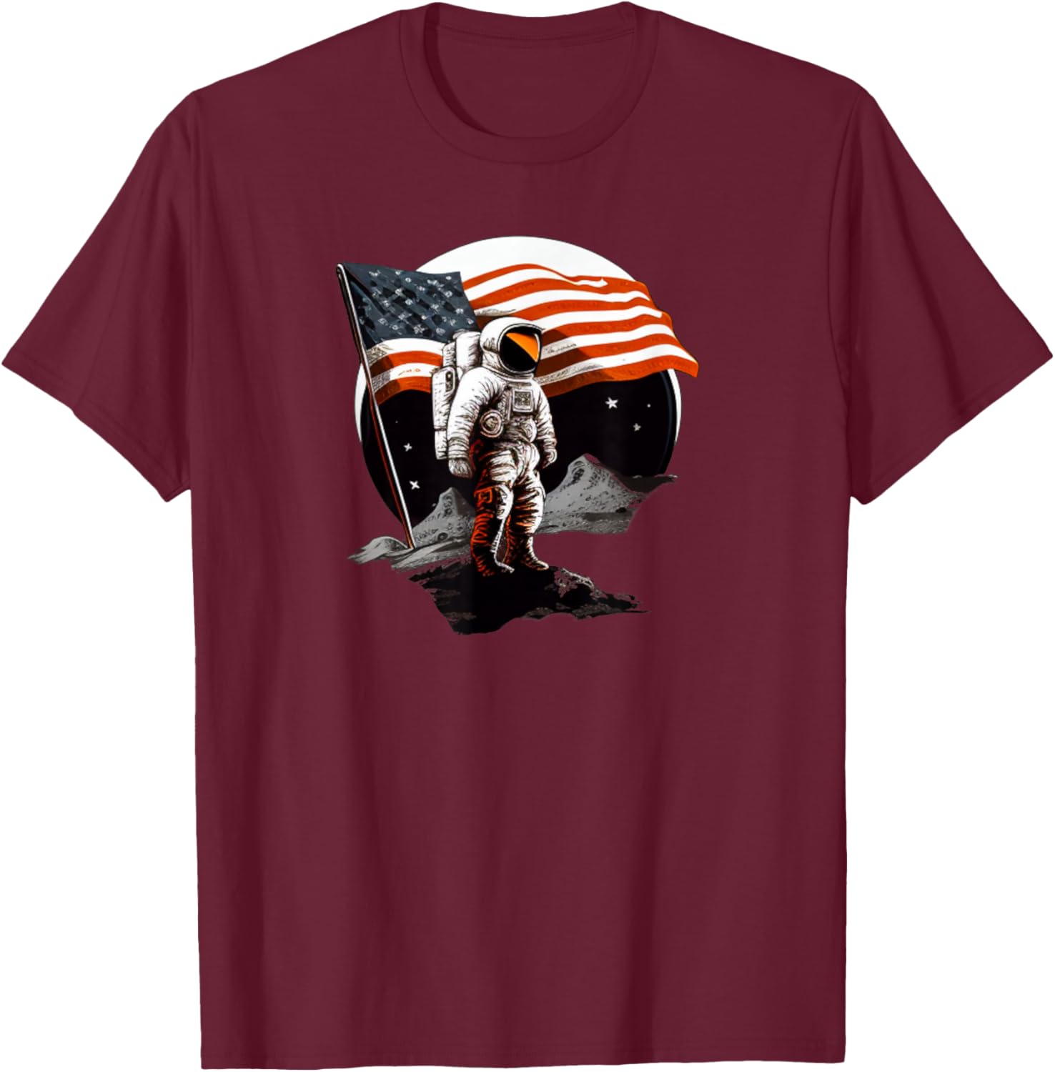 Patriotic Moon landing for Space World Lovers T-Shirt - T-Shirt | Maroon