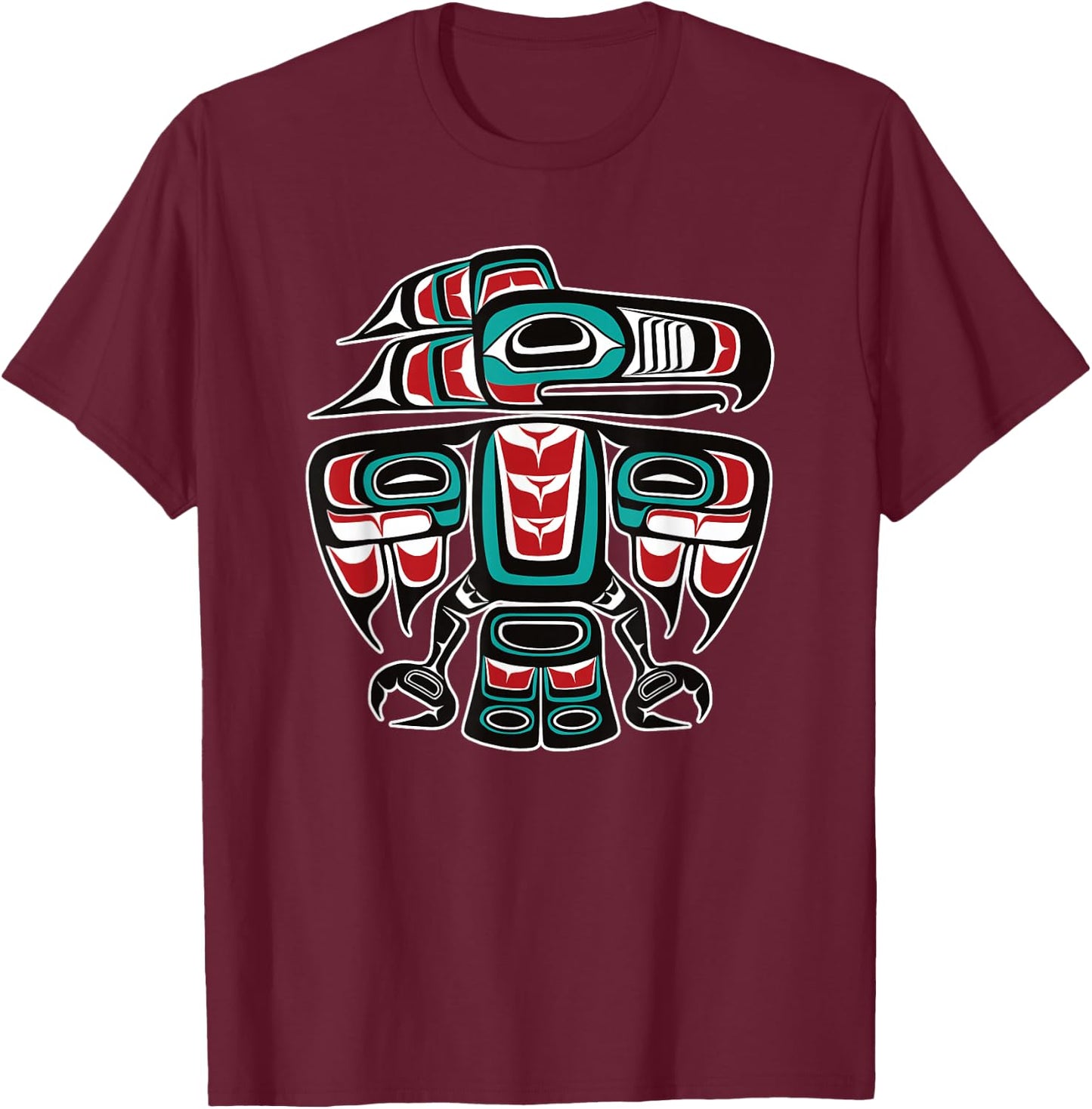 Northwest Pacific Haida Tlingit Native Raven Totem T-Shirt - T-Shirt | Maroon