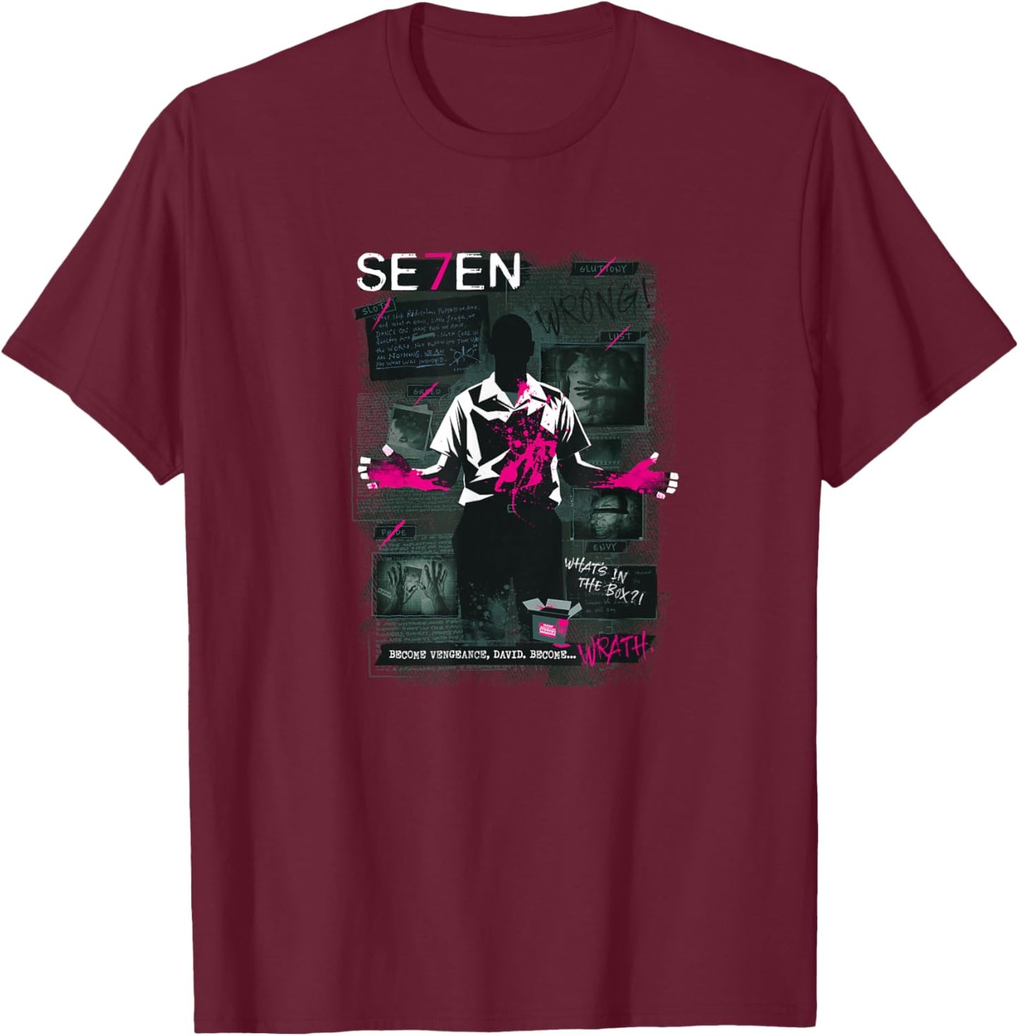 WB100 Se7en Wrath Bloody Hands Comic Graphic Cover T-Shirt - T-Shirt | Maroon