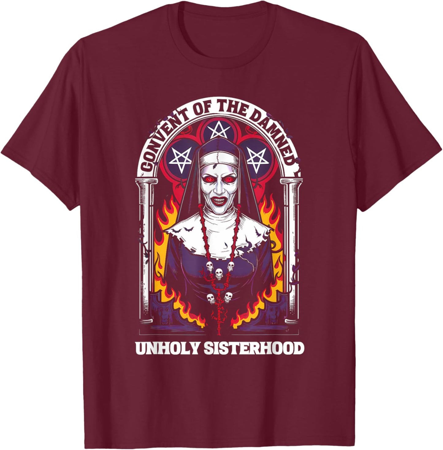 Gothic Antichrist Dark Art Church of Satan 666 Baphomet T-Shirt - T-Shirt | Maroon