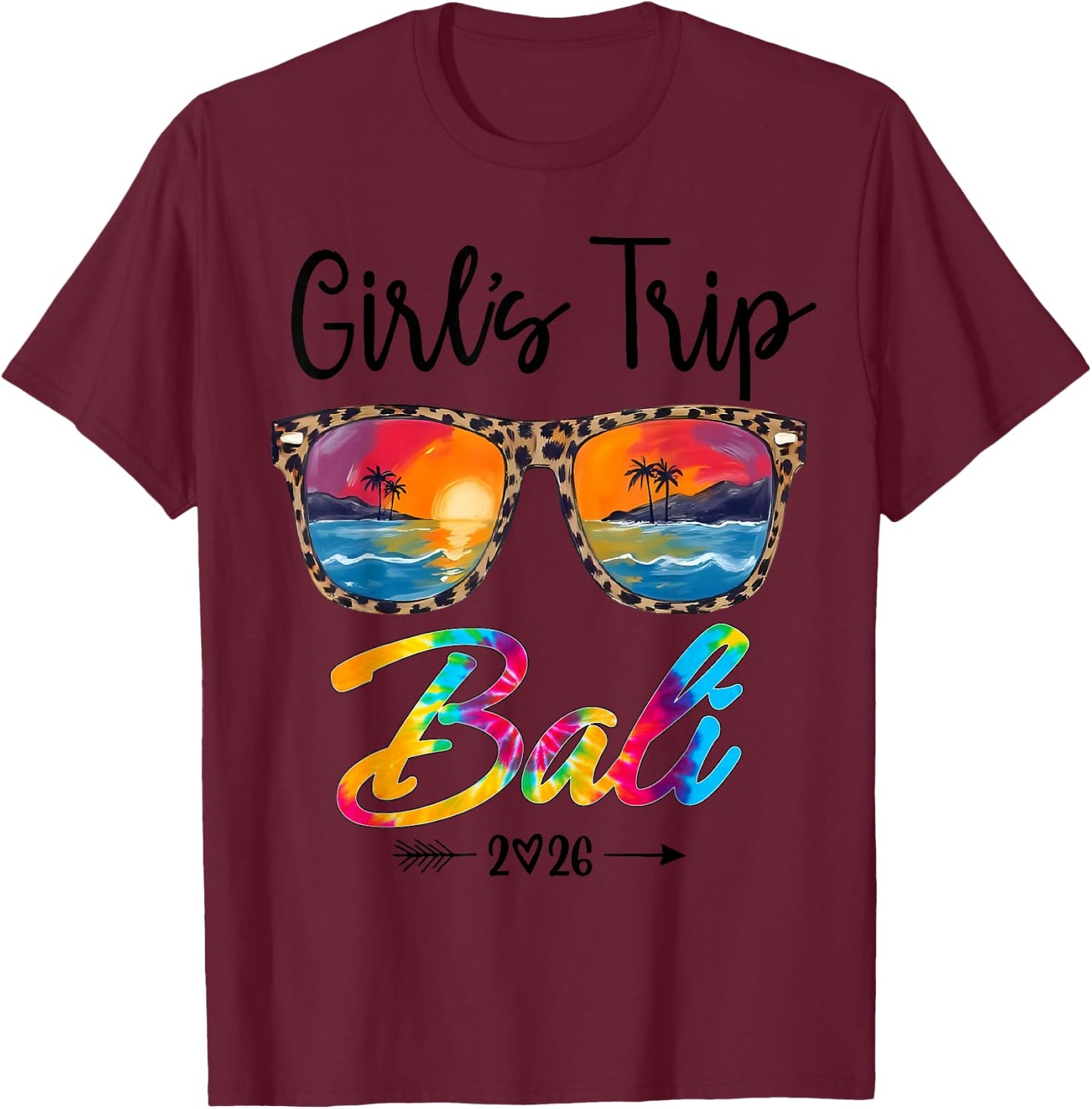 Girls Trip Bali 2026 Girls Weekend Summer Vacation Party T-Shirt - T-Shirt | Maroon