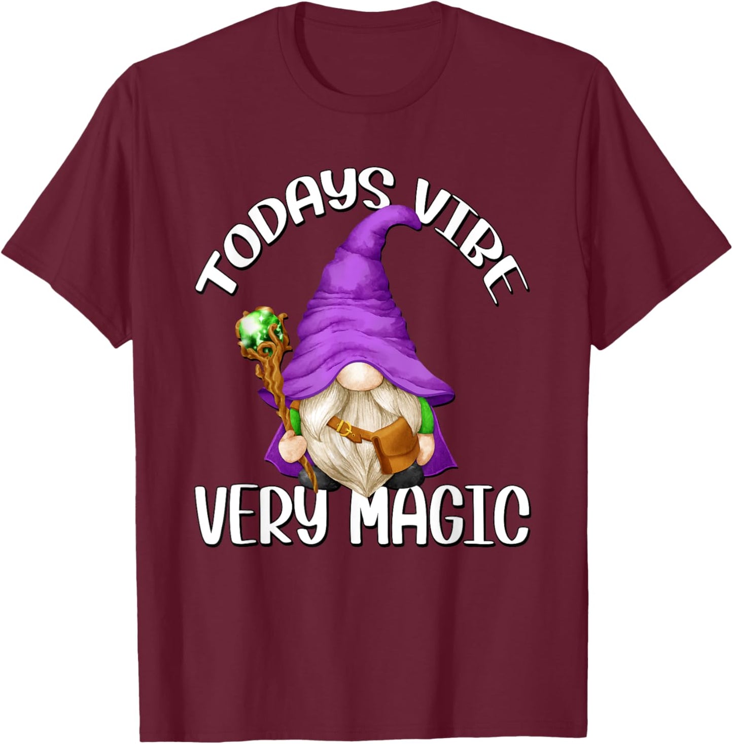 Magician Gnome And Kids Purple Wizard Gnome Grandpa T-Shirt - T-Shirt | Maroon