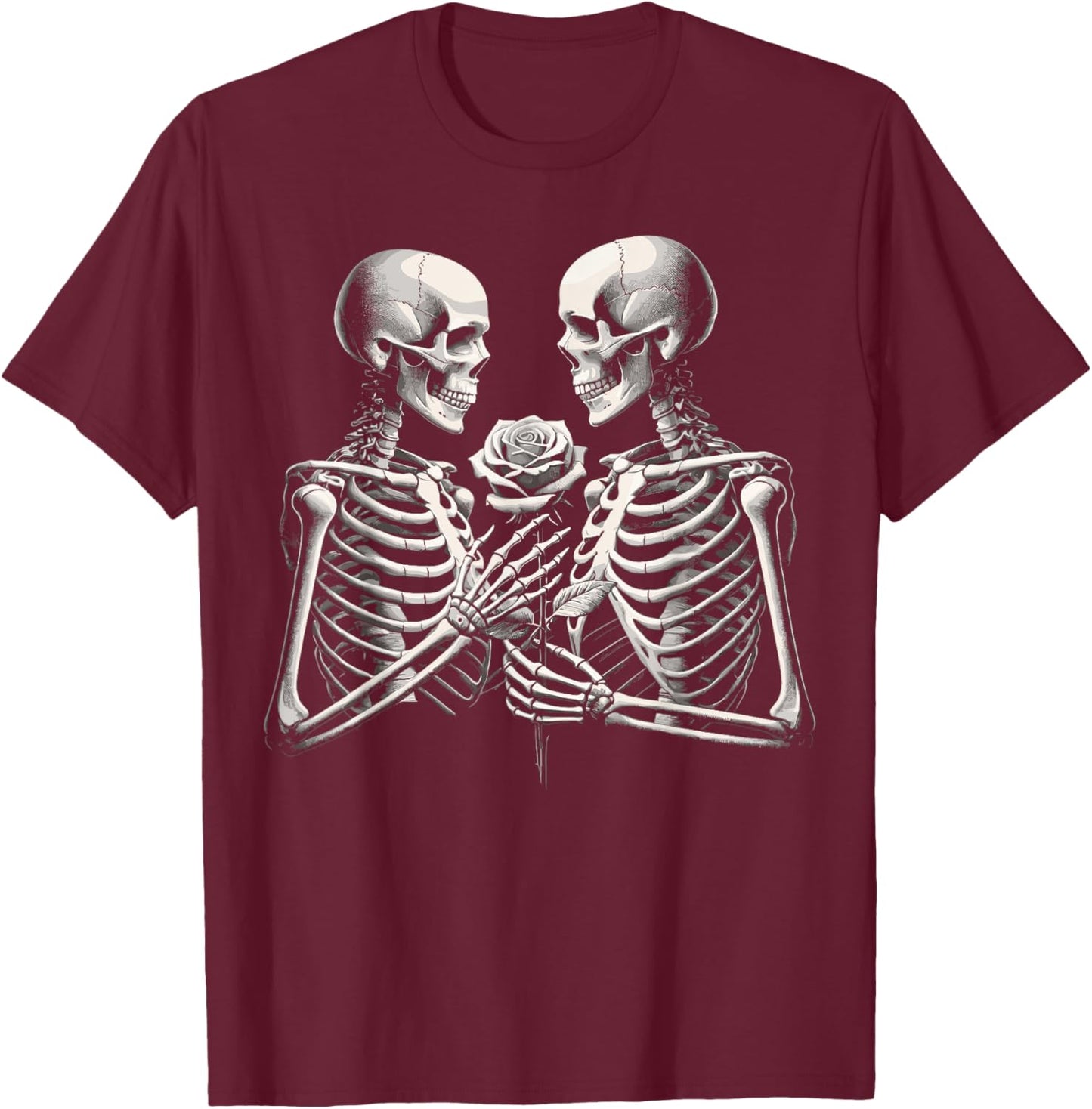 Skeleton Skull Love Goth Halloween T-Shirt - T-Shirt | Maroon