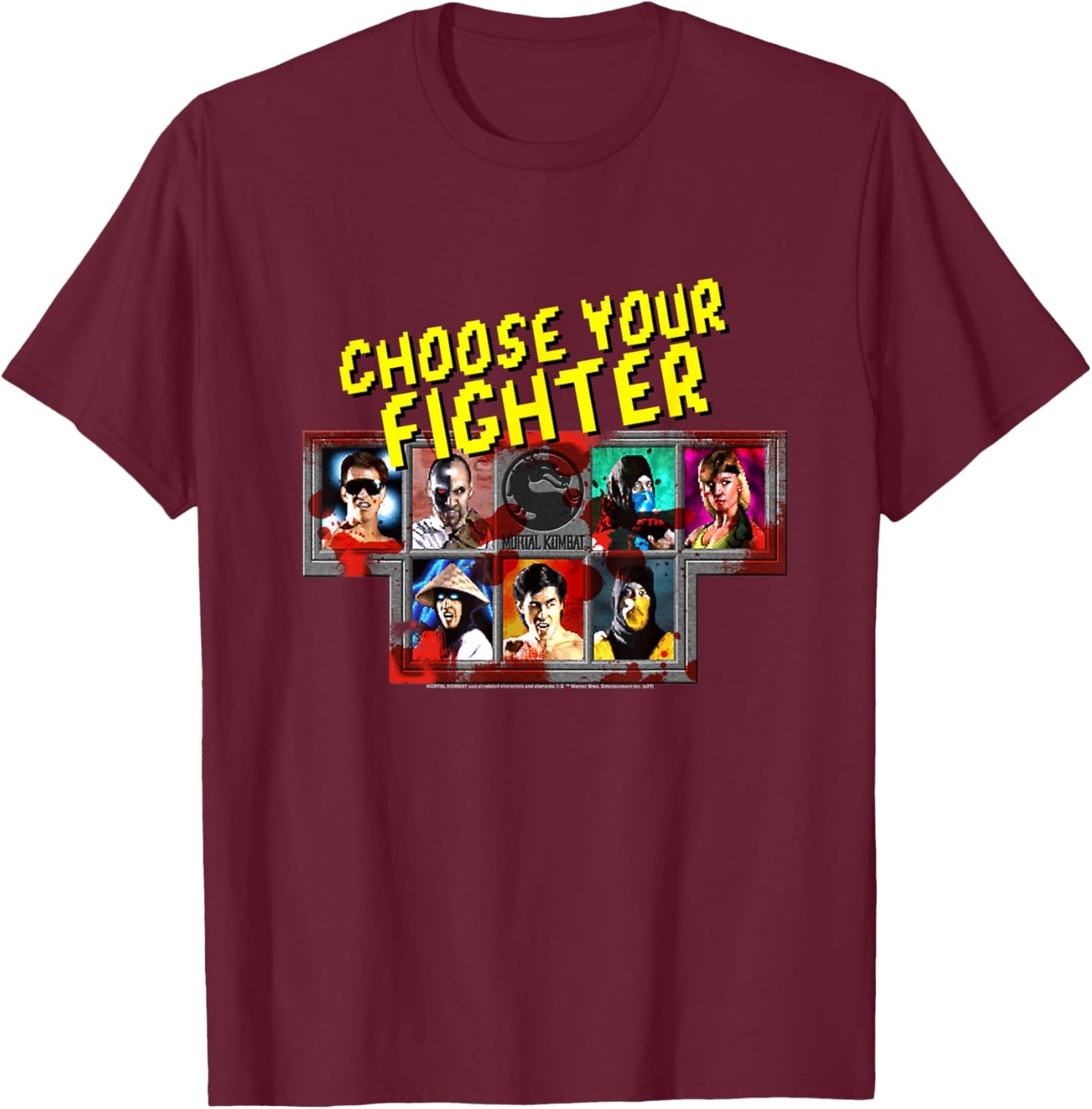 Mortal Kombat Classic Choose Your Fighter T-Shirt - T-Shirt | Maroon