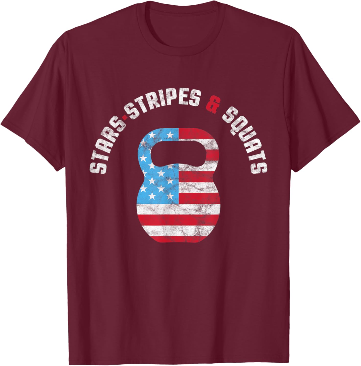 stars stripes and squad Workout Gym USA Flag 4th July T-Shirt - T-Shirt | Maroon