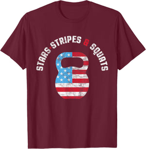 stars stripes and squad Workout Gym USA Flag 4th July T-Shirt - T-Shirt | Maroon