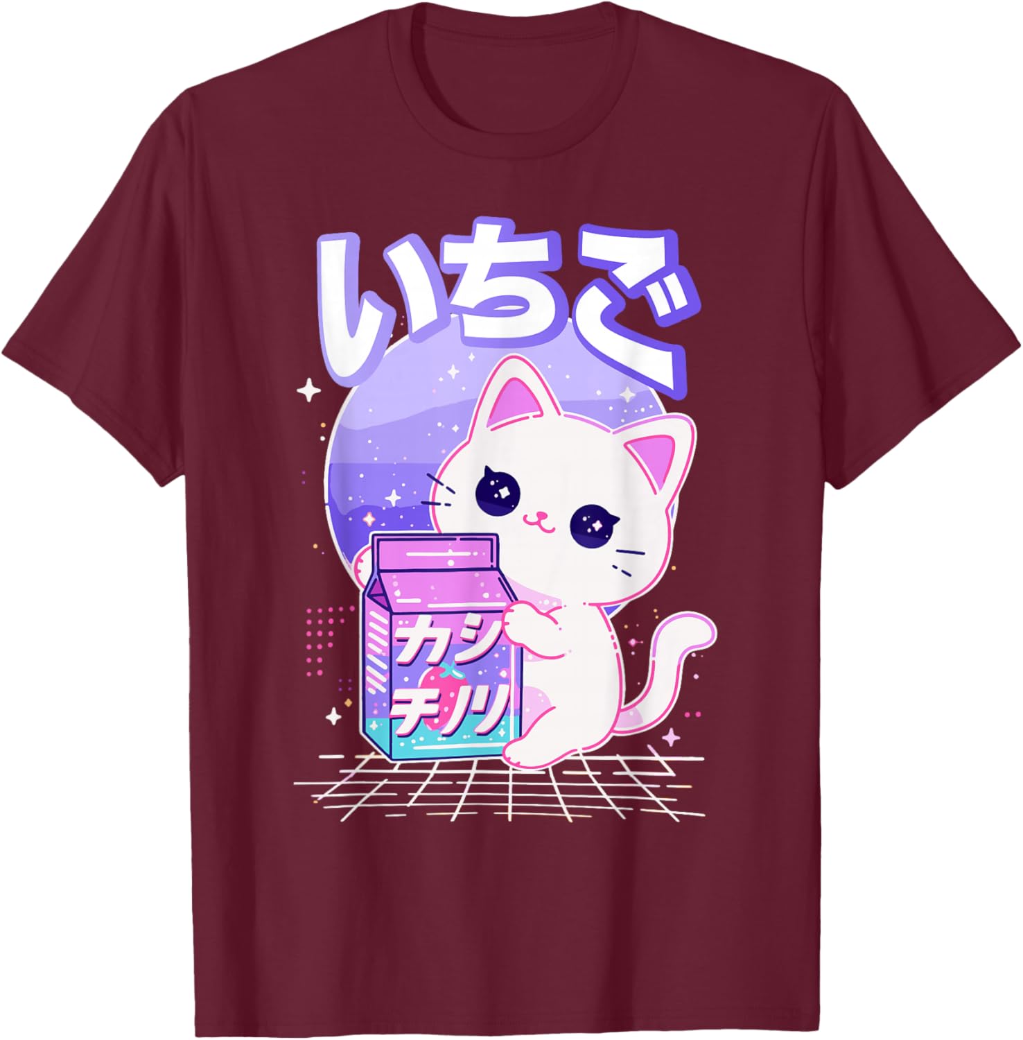 Cat Strawberry Milk Anime 90s Japanese Cat Japan T-Shirt - T-Shirt | Maroon