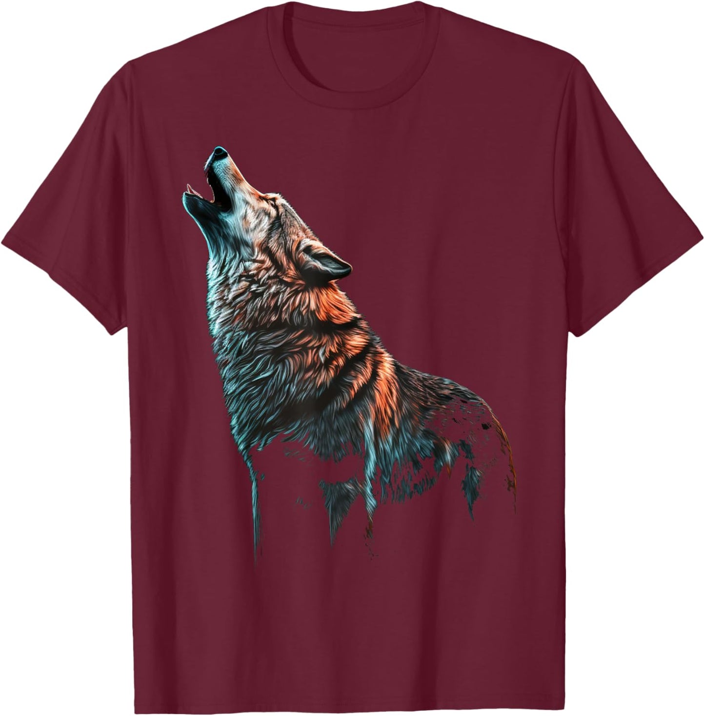 Wolf Howls Animal Print Animal Lovers Wolf T-Shirt - T-Shirt | Maroon