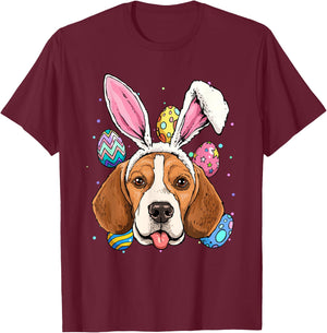 Easter Bunny Beagle Dog Kids Men Women T-Shirt - T-Shirt | Maroon