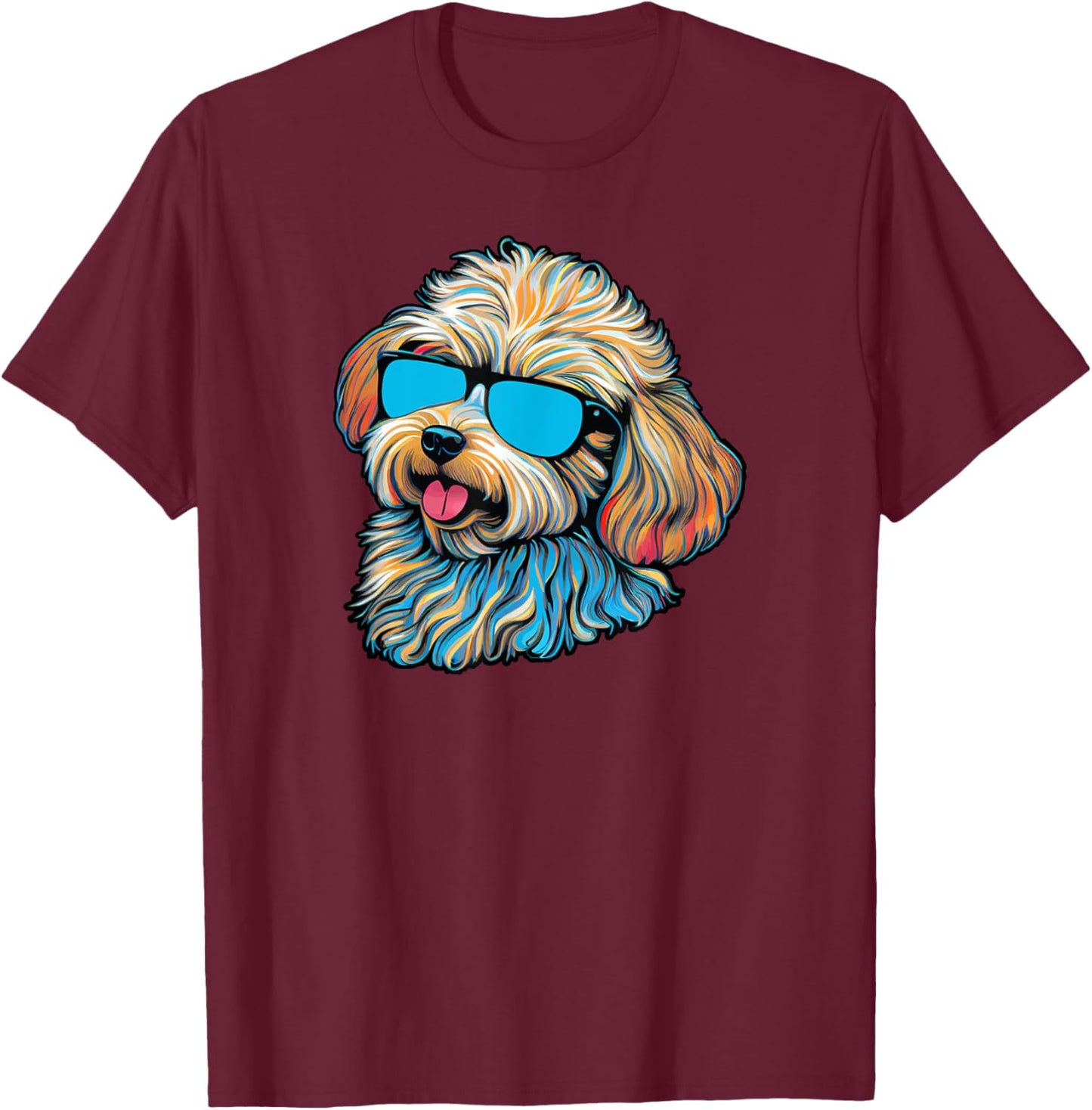 Dad Mom Cool Dog Sunglasses - Maltipoo Men Women T-Shirt - T-Shirt | Maroon