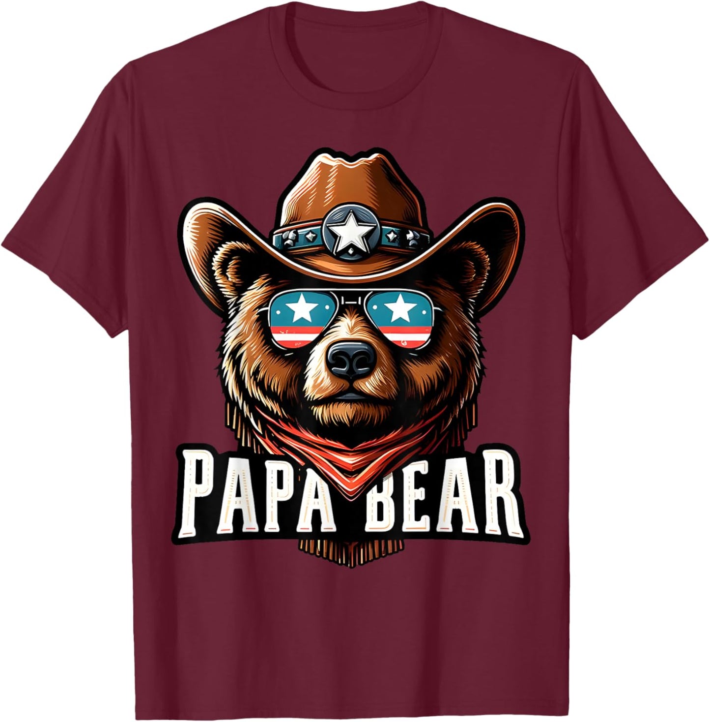 Papa Bear Shirt Fathers Day Gift Patriotic Proud Best Dad T-Shirt - T-Shirt | Maroon