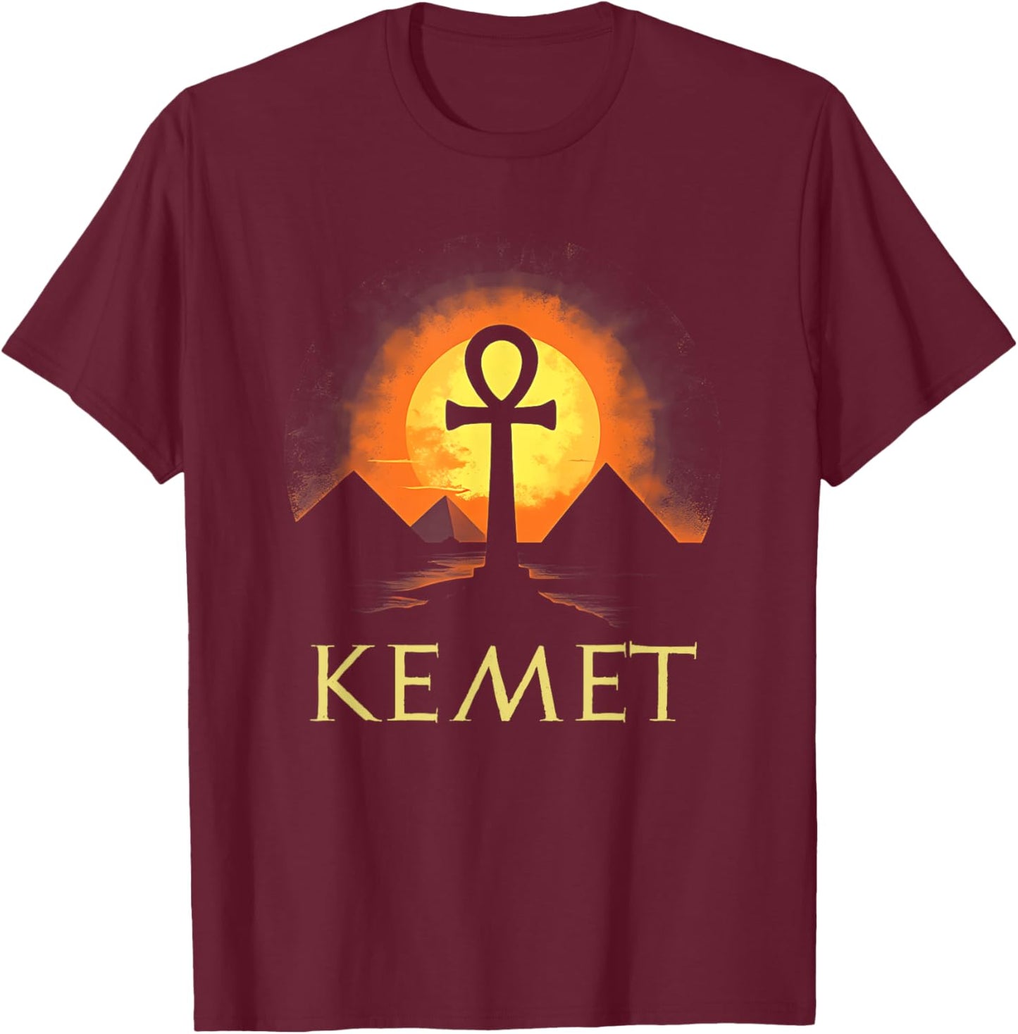 Kemet Ancient Egypt Ankh of Ra T-Shirt - T-Shirt | Maroon