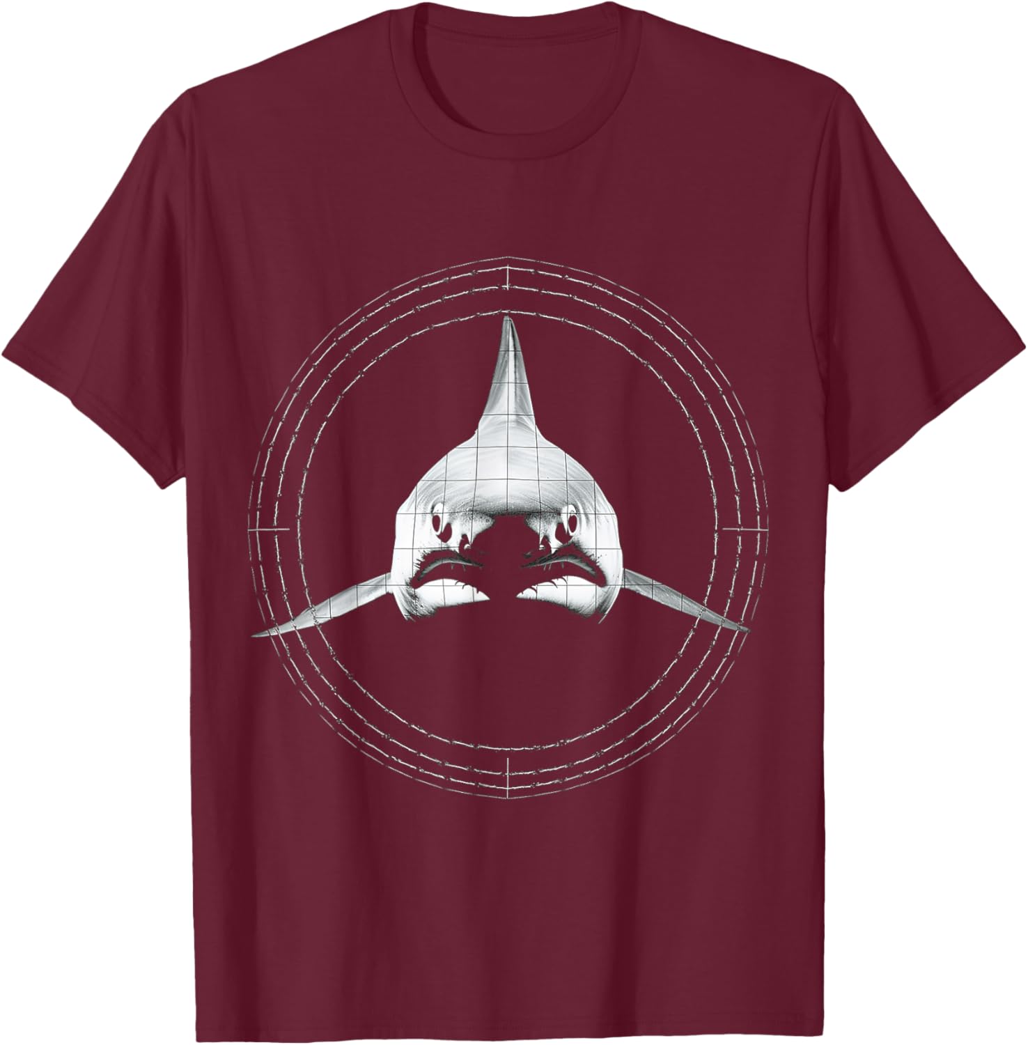 Shark Geometric Art Animal Love Drawing Graphic Shark T-Shirt - T-Shirt | Maroon