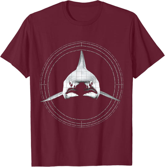 Shark Geometric Art Animal Love Drawing Graphic Shark T-Shirt - T-Shirt | Maroon