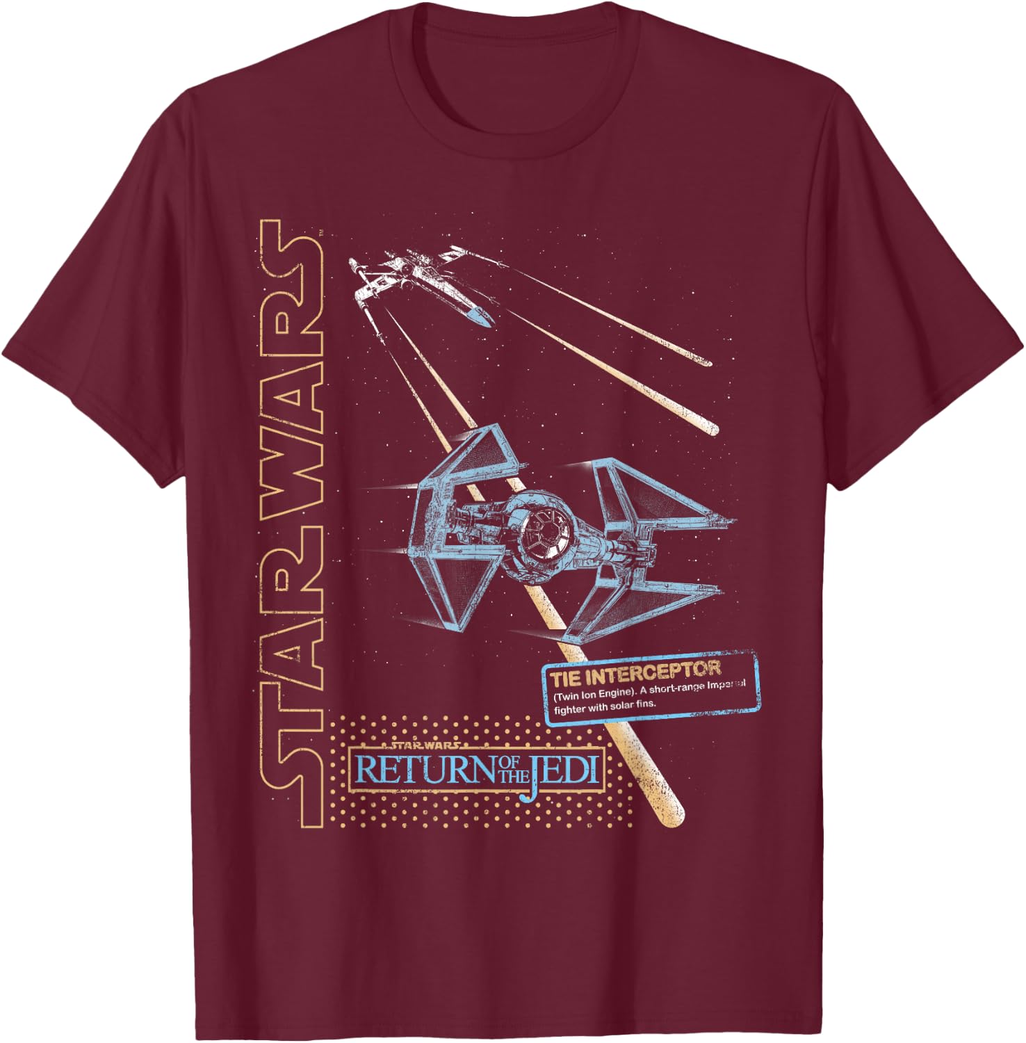 Star Wars Return Of The Jedi TIE Fighter Interception T-Shirt - T-Shirt | Maroon