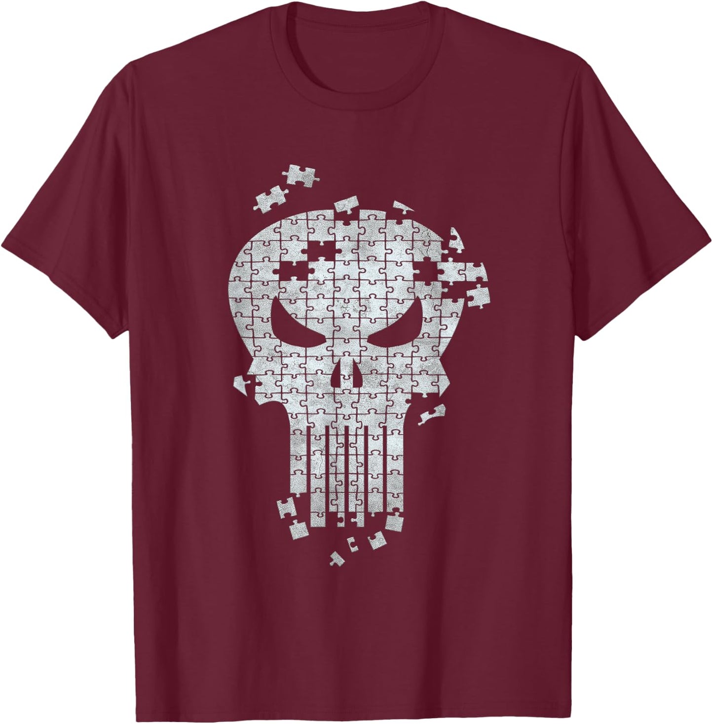 Marvel The Punisher Skull Icon Jigsaw Puzzle T-Shirt - T-Shirt | Maroon