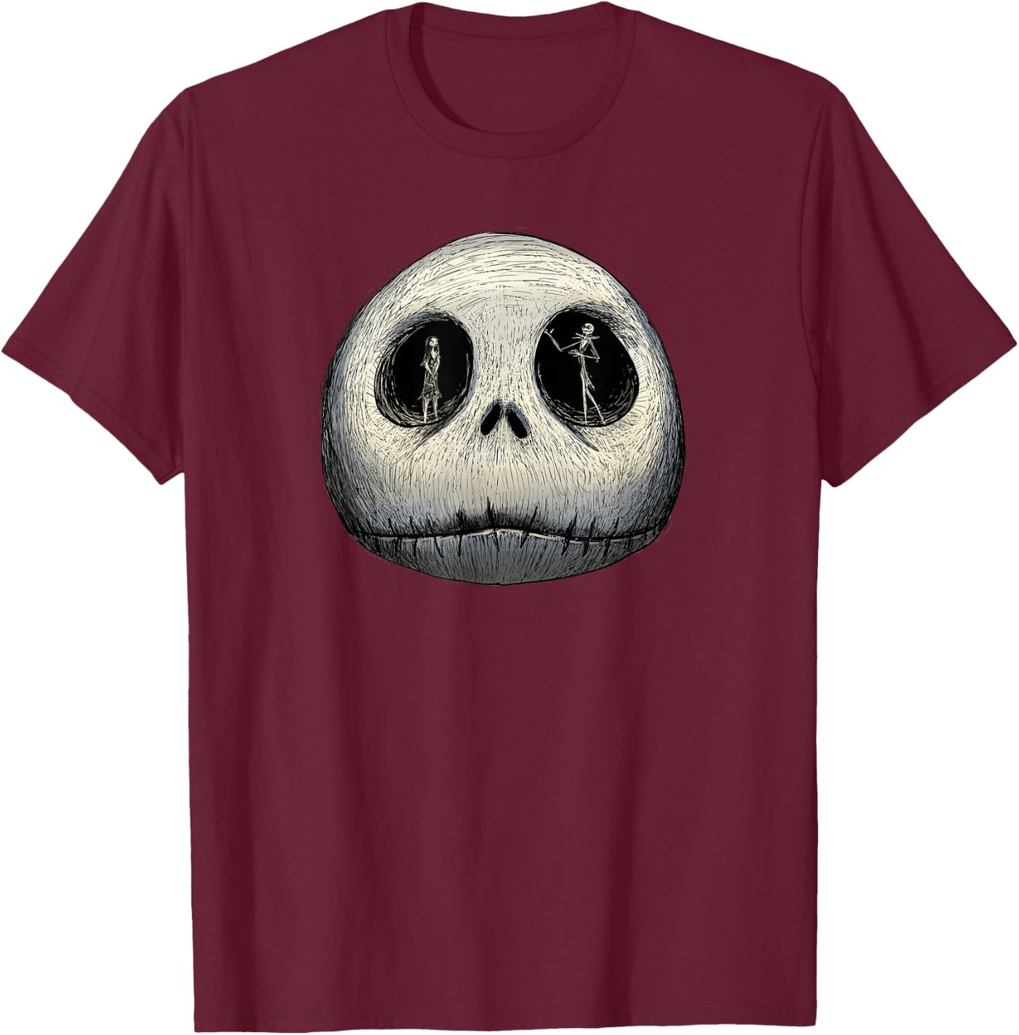 Disney The Nightmare Before Christmas Sally and Jack Face T-Shirt - T-Shirt | Maroon