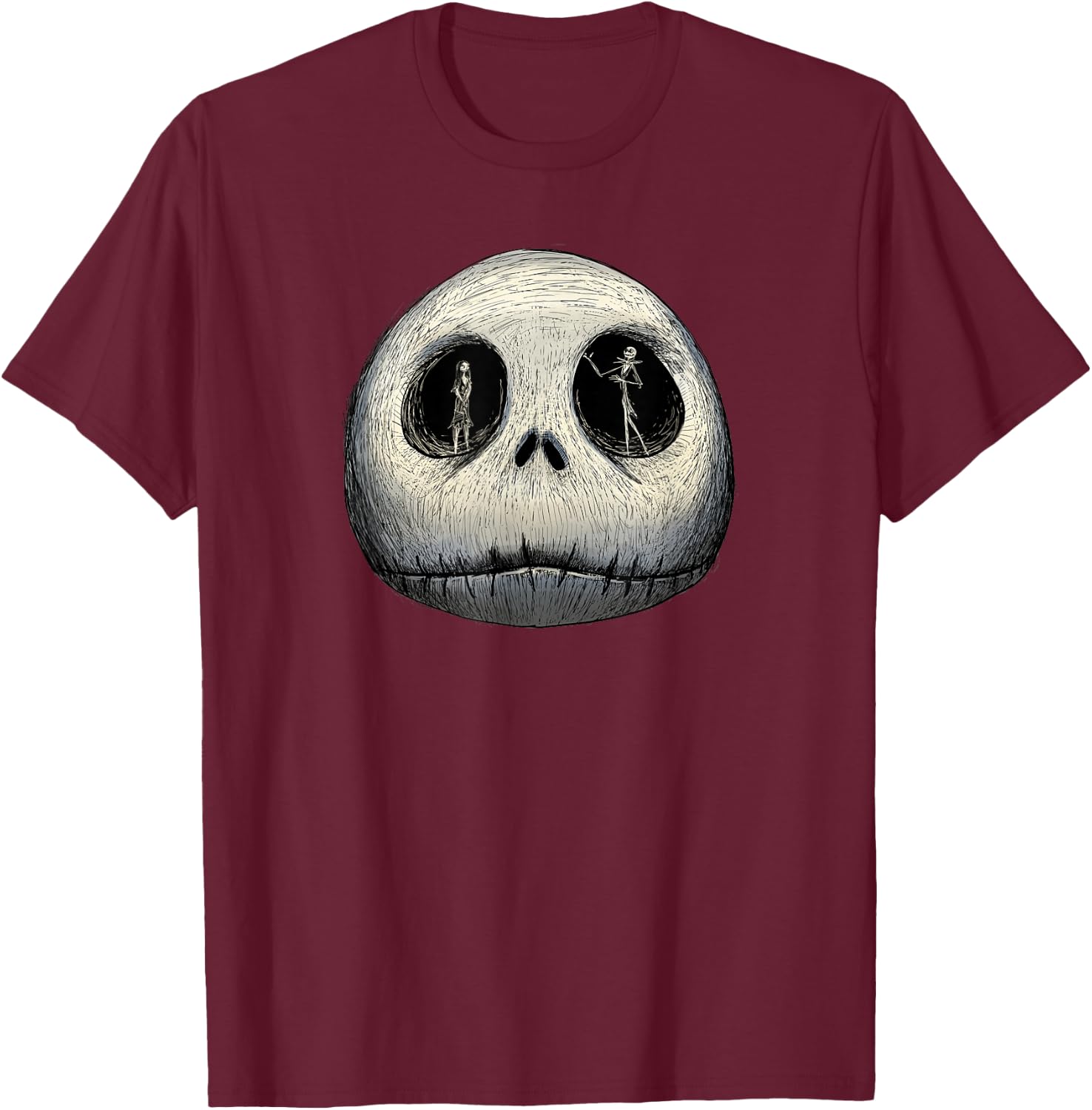 Disney The Nightmare Before Christmas Sally and Jack Face T-Shirt - T-Shirt | Maroon