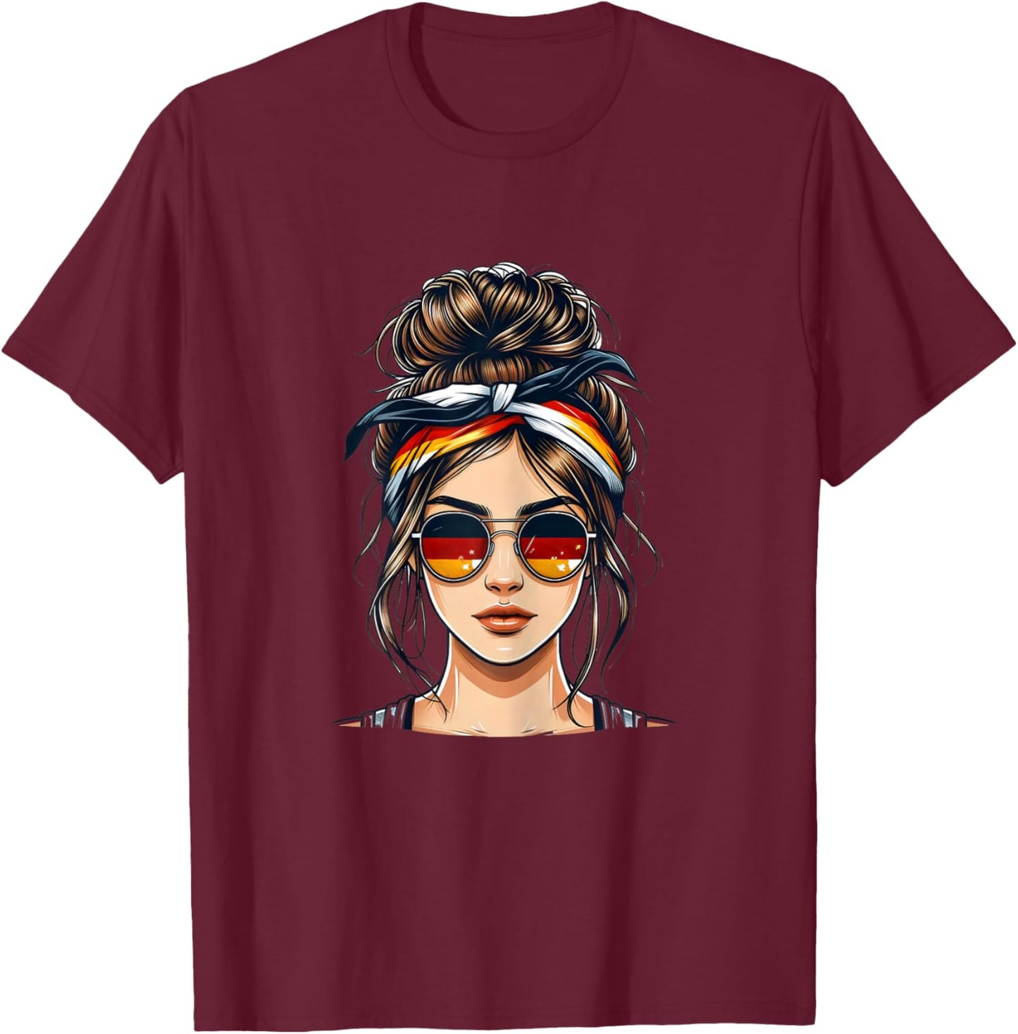 German Girl Deutsches Mädchen Deutschland Flagge T-Shirt - T-Shirt | Maroon