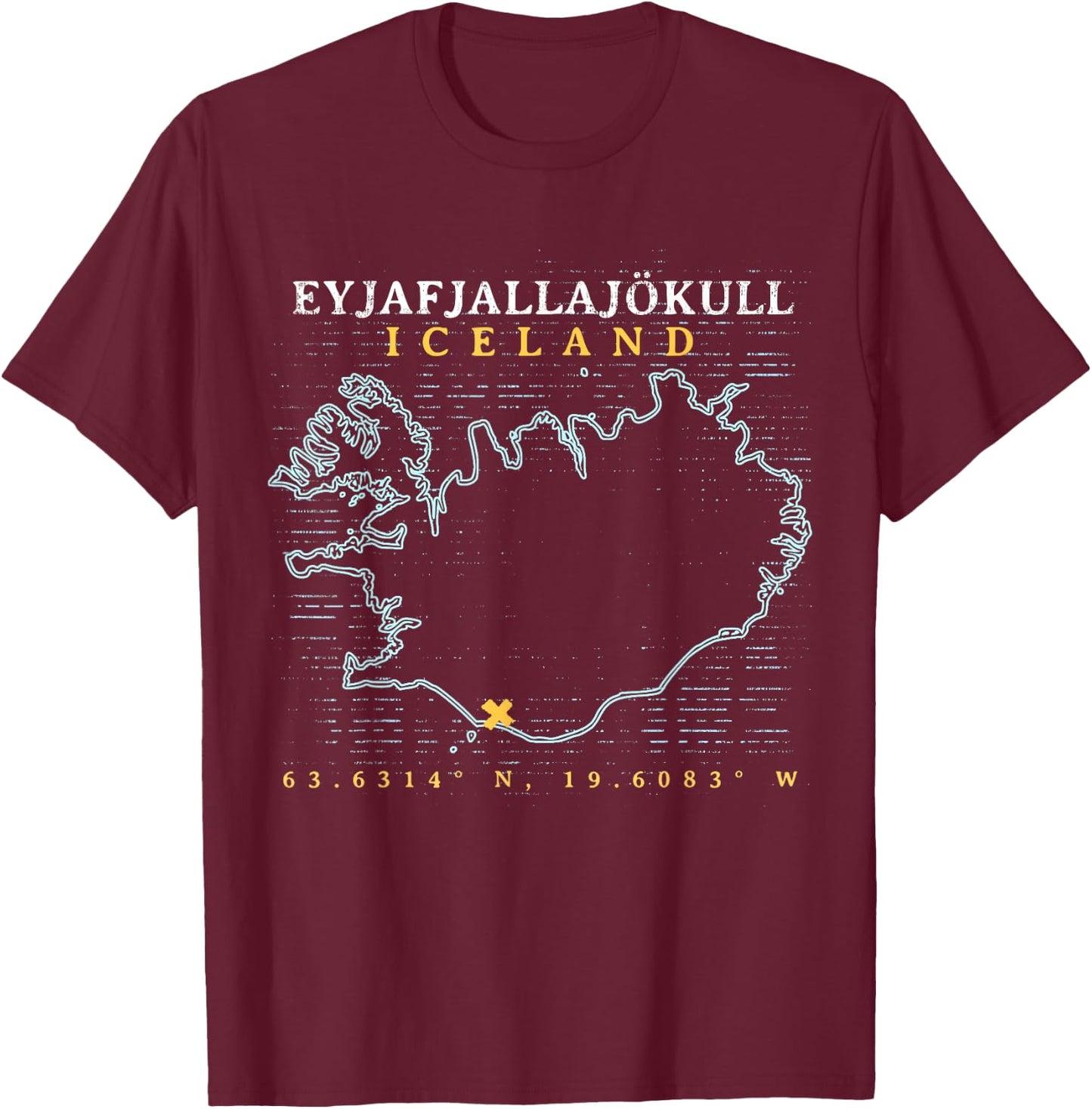 Iceland Eyjafjallajökull T-Shirt - T-Shirt | Maroon