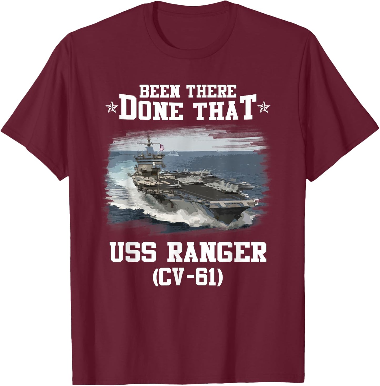 USS Ranger CV-61 Veterans Day Father Day Gift T-Shirt - T-Shirt | Maroon