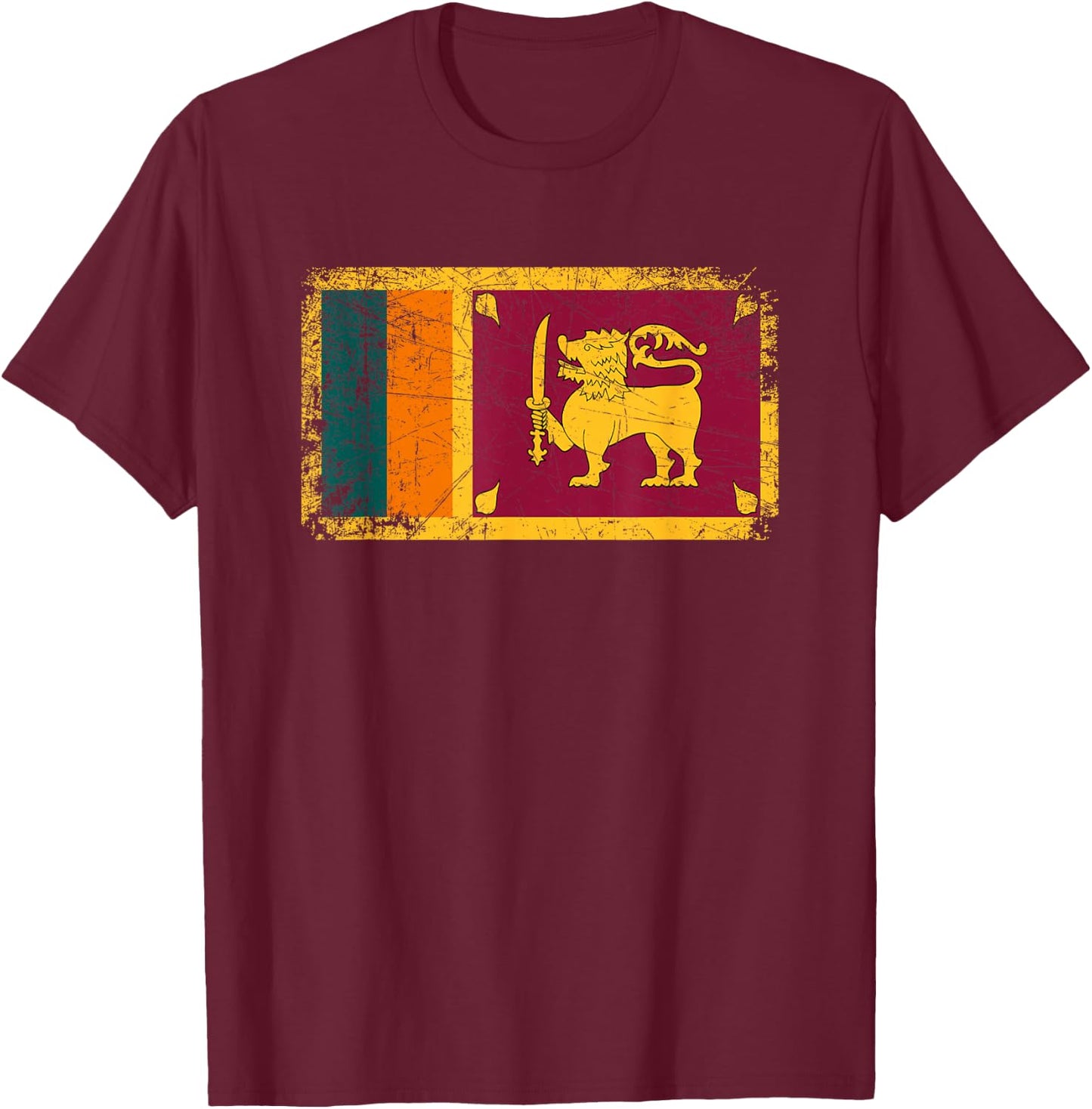 Vintage Made In SRI LANKA SRI LANKAN Flag Gift T-Shirt - T-Shirt | Maroon