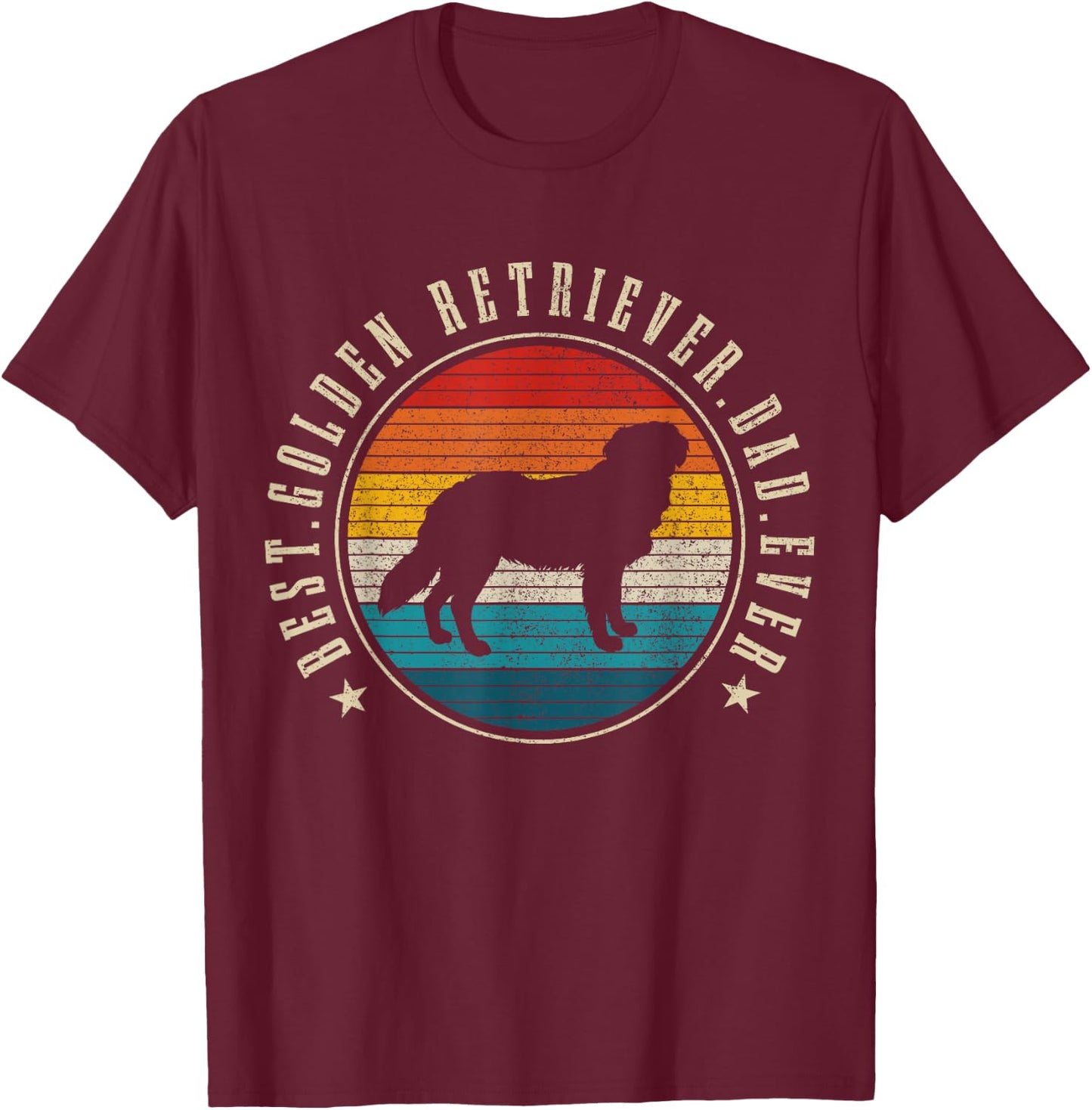 Best Golden Retriever Dad Ever Funny Dog Owner Vintage Men T-Shirt - T-Shirt | Maroon