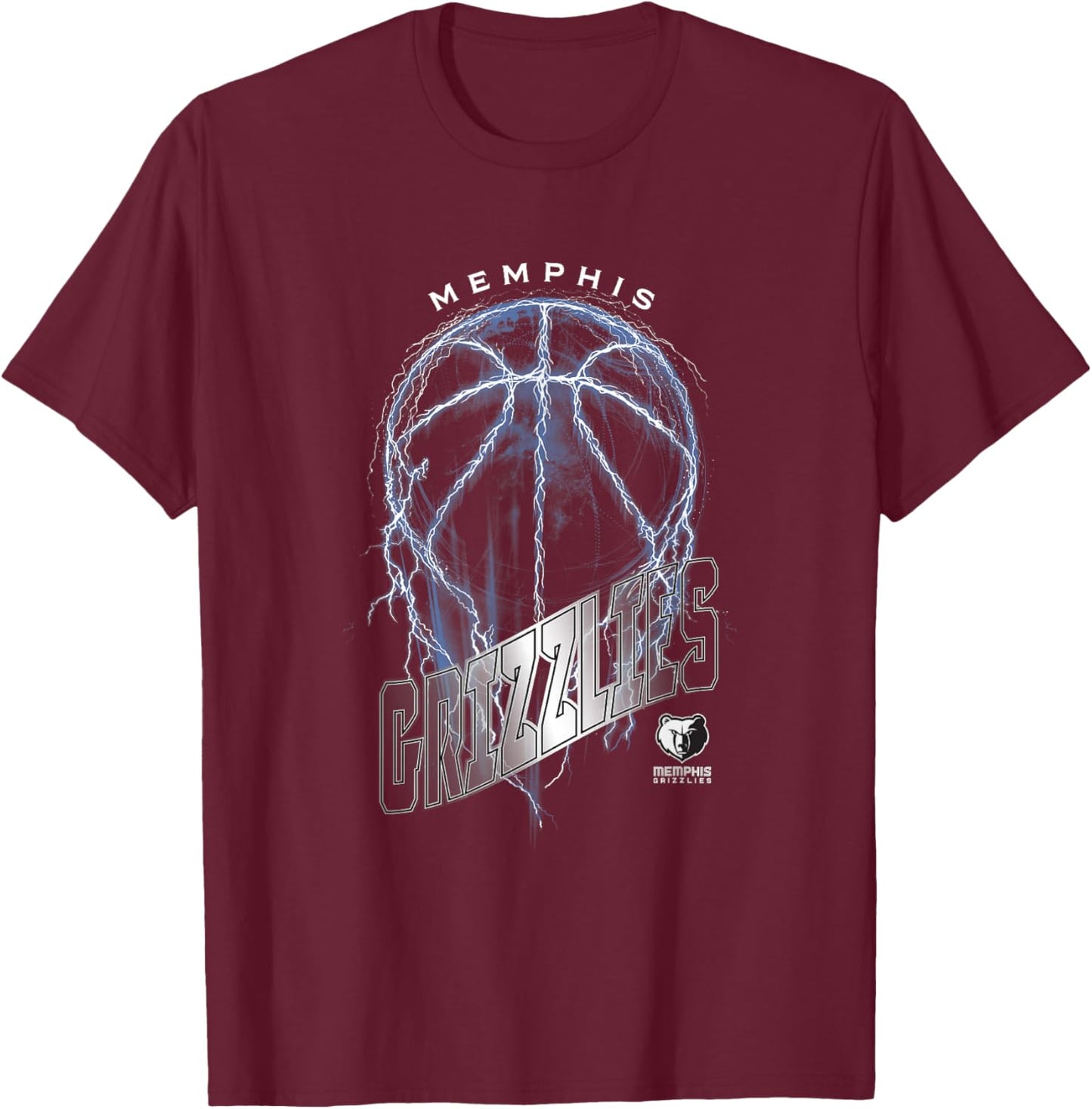 NBA Memphis Grizzlies Lightning Bolt Basketball Logo T-Shirt - T-Shirt | Maroon