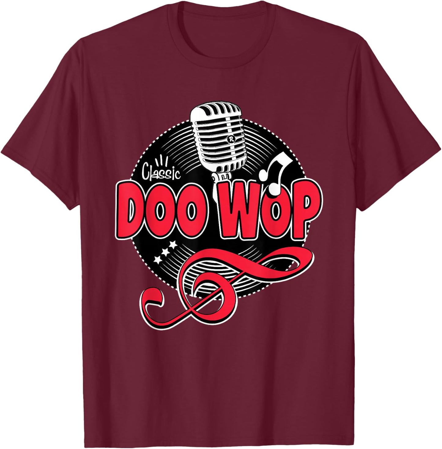 Doo Wop Shirt 50s Sock Hop Rockabilly Vintage Microphone T-Shirt - T-Shirt | Maroon