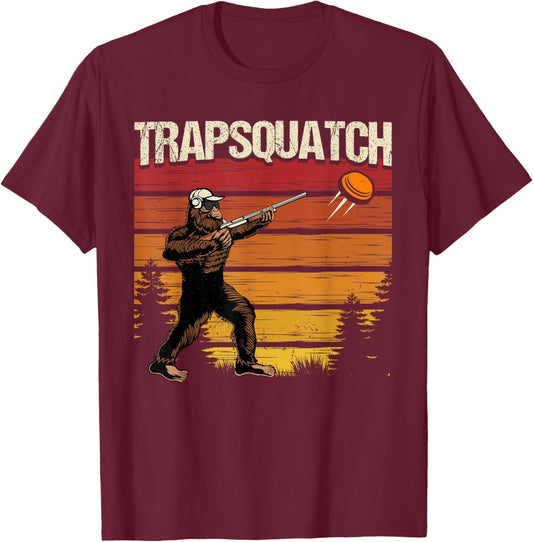 Funny Trap Clay Shooting Bigfoot Trapsquatch Men T-Shirt - T-Shirt | Maroon
