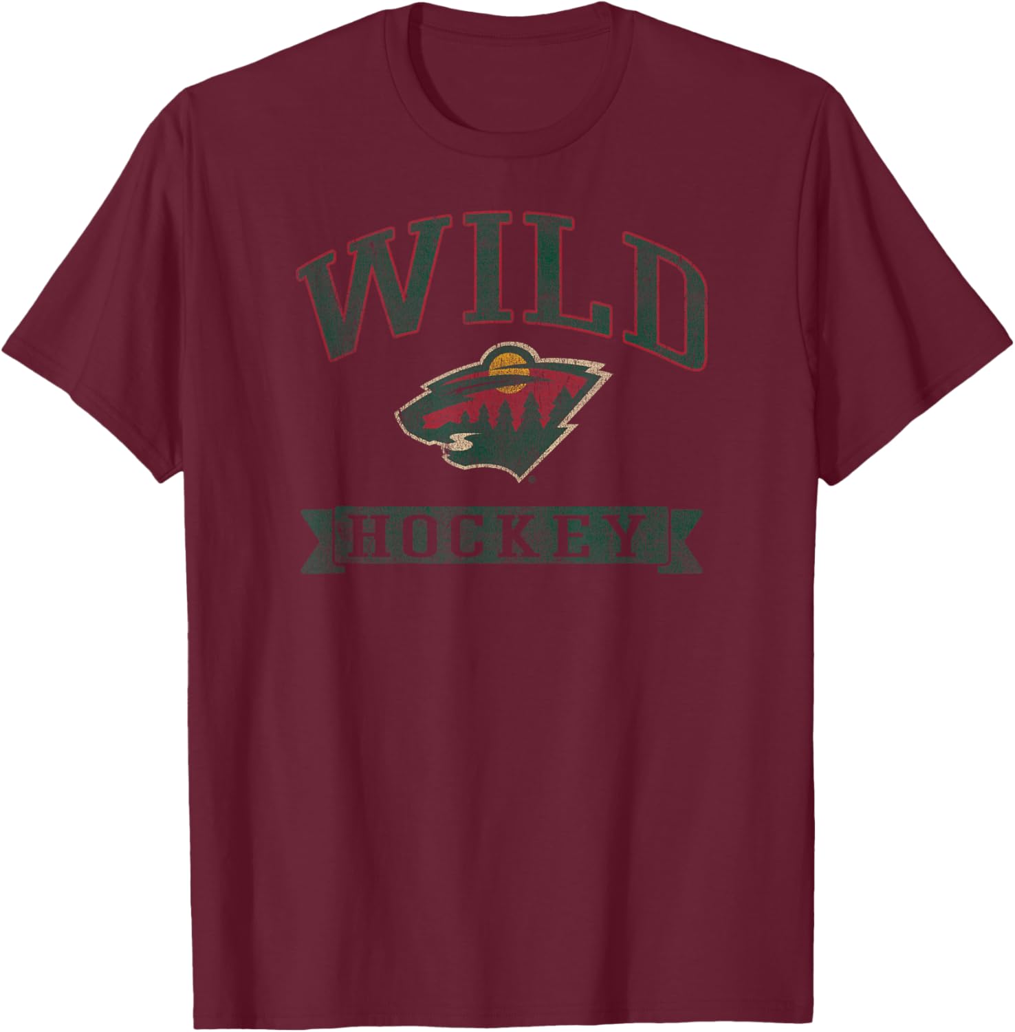 Minnesota Wild Vintage Hockey White Officially Licensed T-Shirt - T-Shirt | Maroon