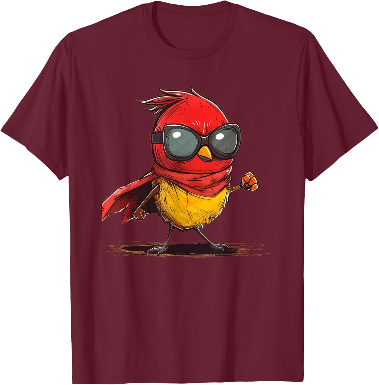 Funny Hero Bird with Cape and Sunglasses Costume T-Shirt - T-Shirt | Maroon