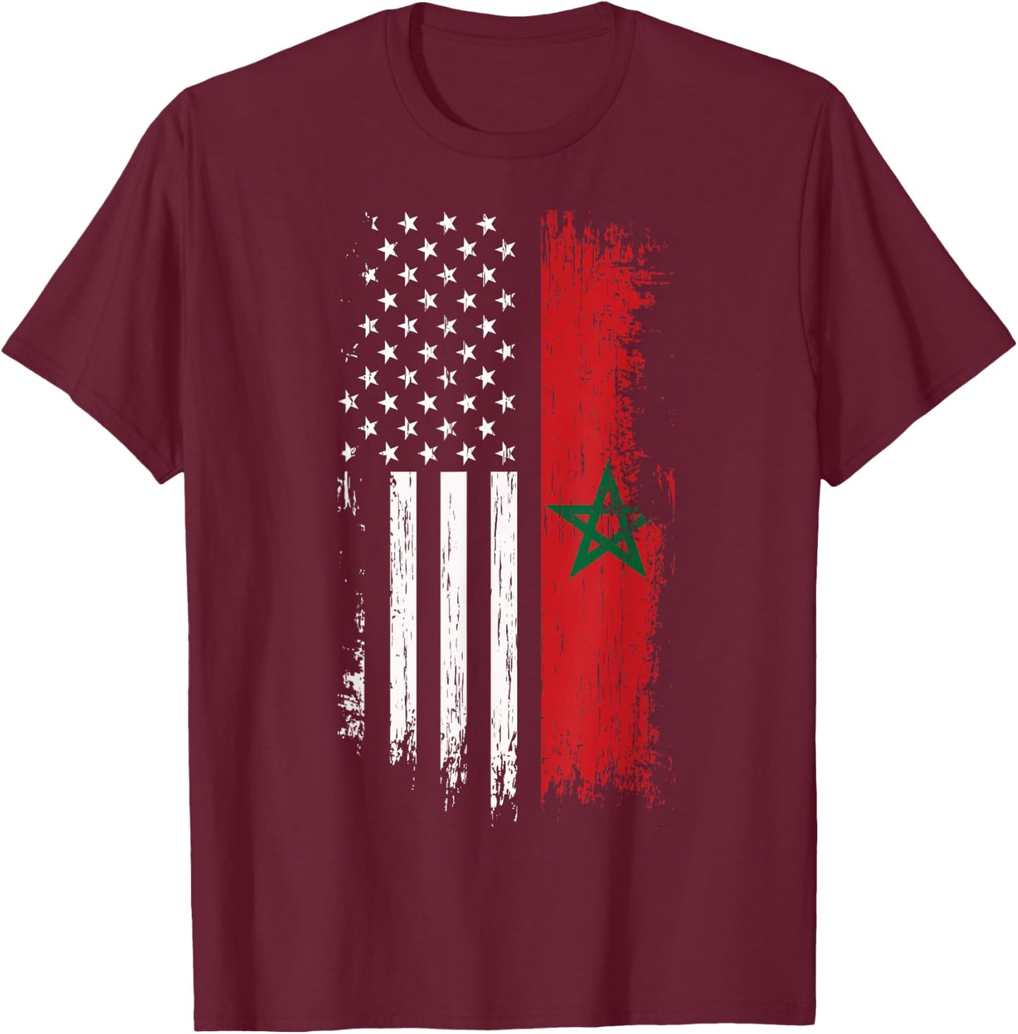 Moorish American Flag - Pride Morocco USA Shirt T-Shirt - T-Shirt | Maroon