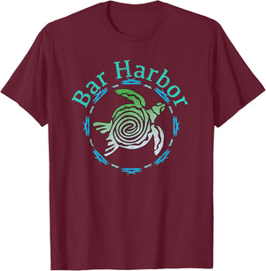 Bar Harbor Maine Vintage Tribal Turtle Gift T-Shirt - T-Shirt | Maroon