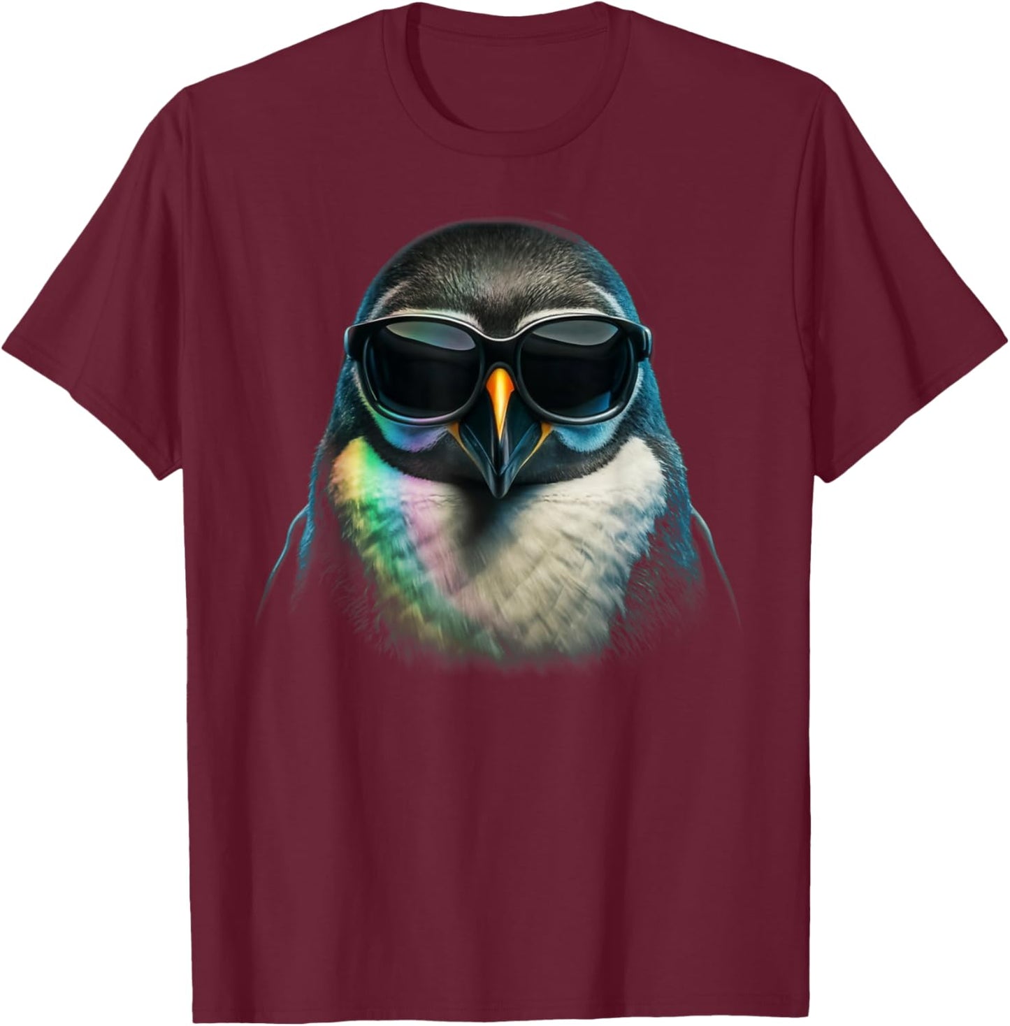 Penguin Head Sunglasses T-Shirt - T-Shirt | Maroon