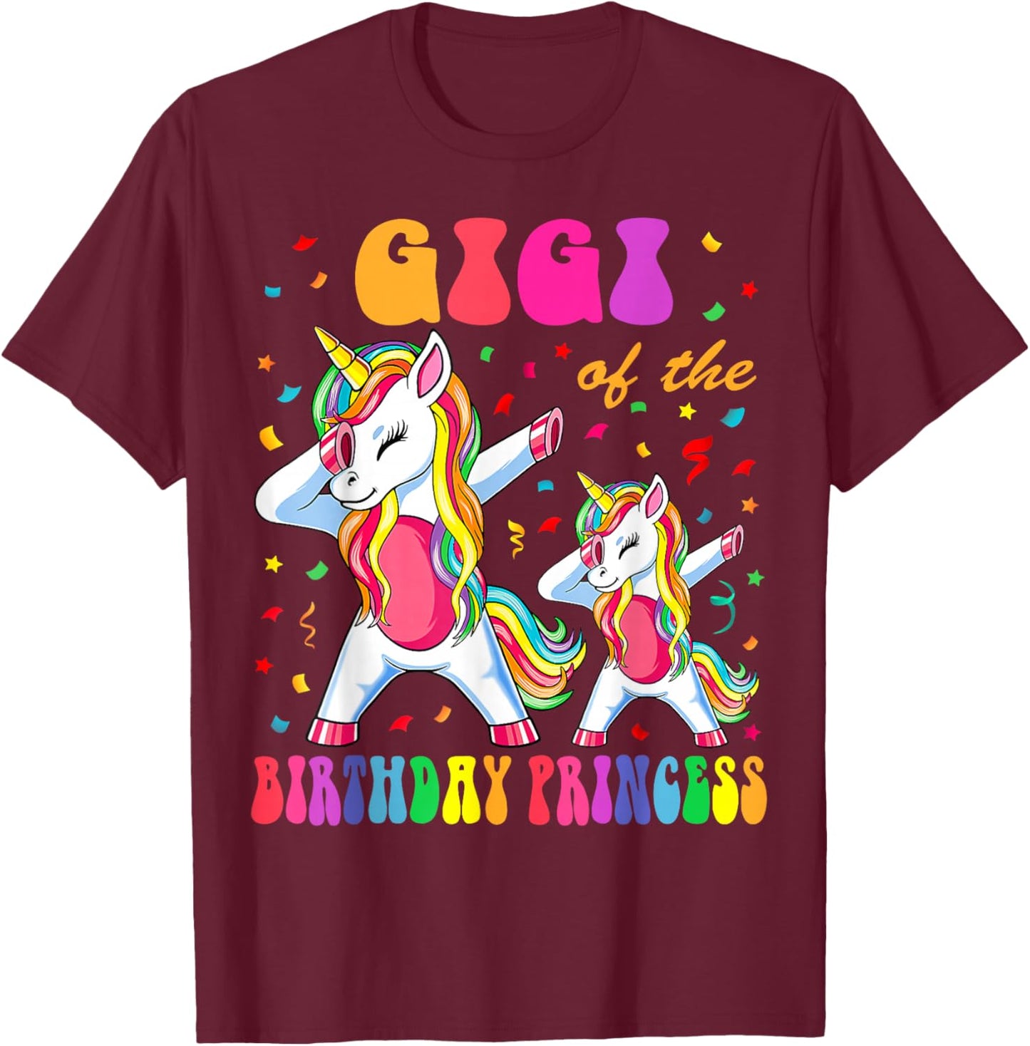 Gigi of the Birthday Princess Girl Dabbing Unicorn Family T-Shirt - T-Shirt | Maroon