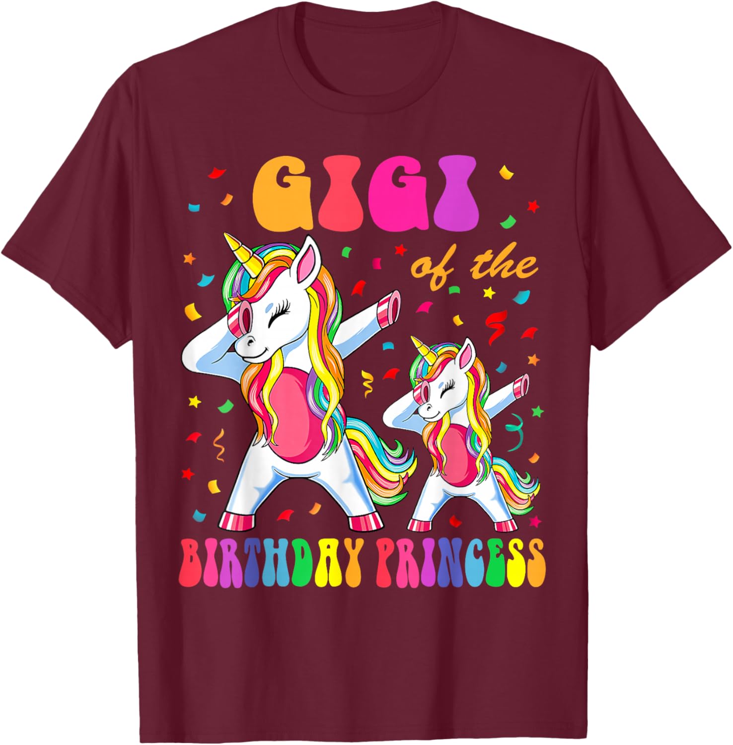 Gigi of the Birthday Princess Girl Dabbing Unicorn Family T-Shirt - T-Shirt | Maroon