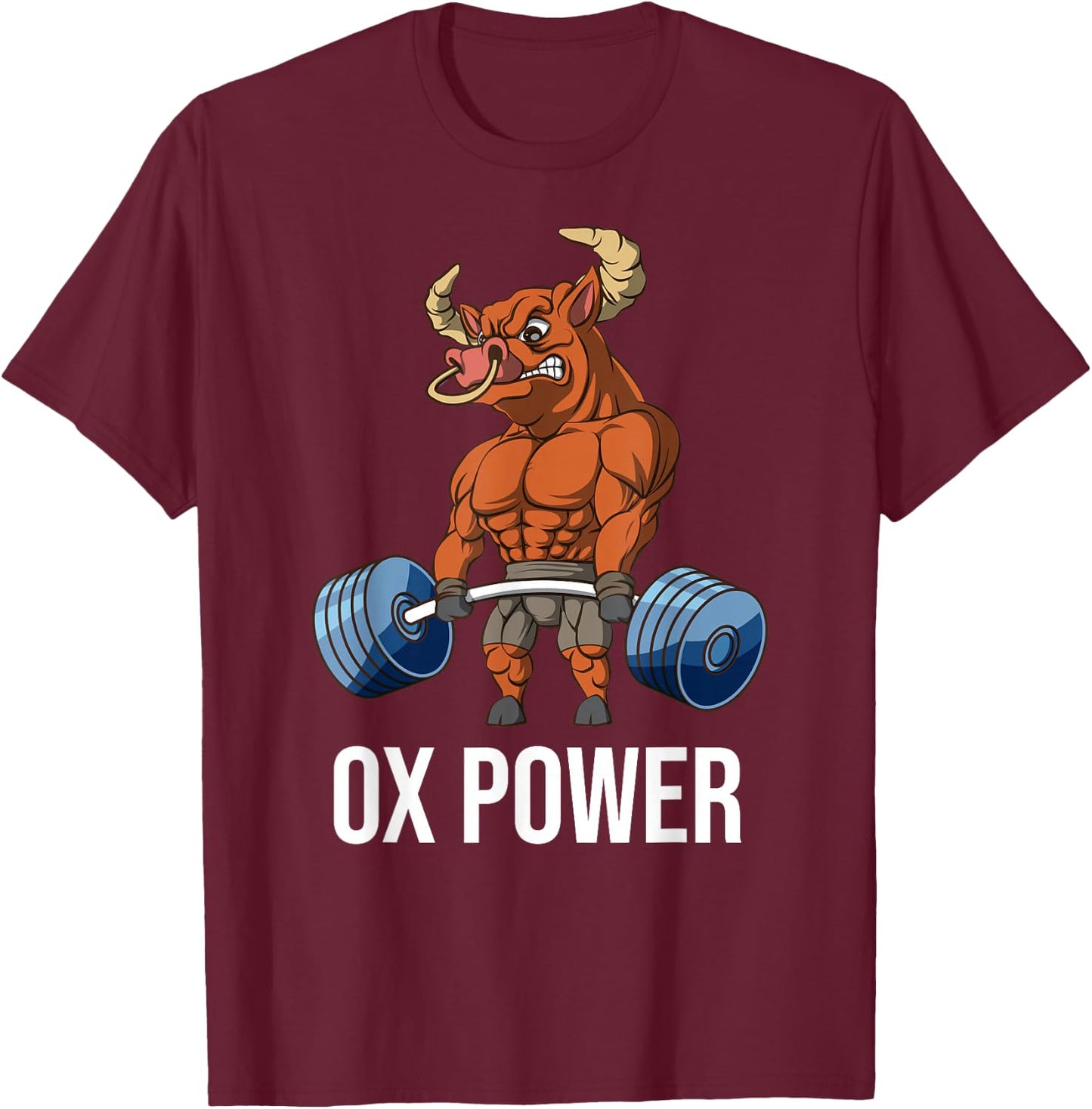 OX Power Weightlifting Deadlift Fitness Gym T-Shirt - T-Shirt | Maroon