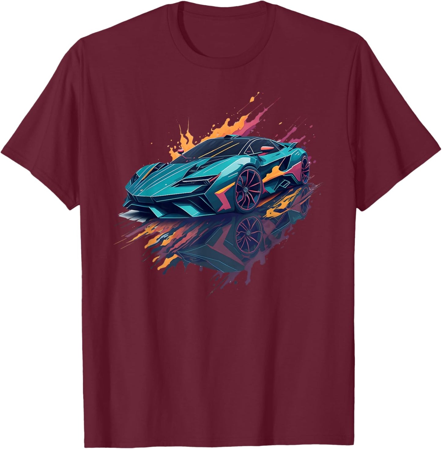 Supercar Exotic Sports Car Concept Poster Style Boys Graphic T-Shirt - T-Shirt | Maroon