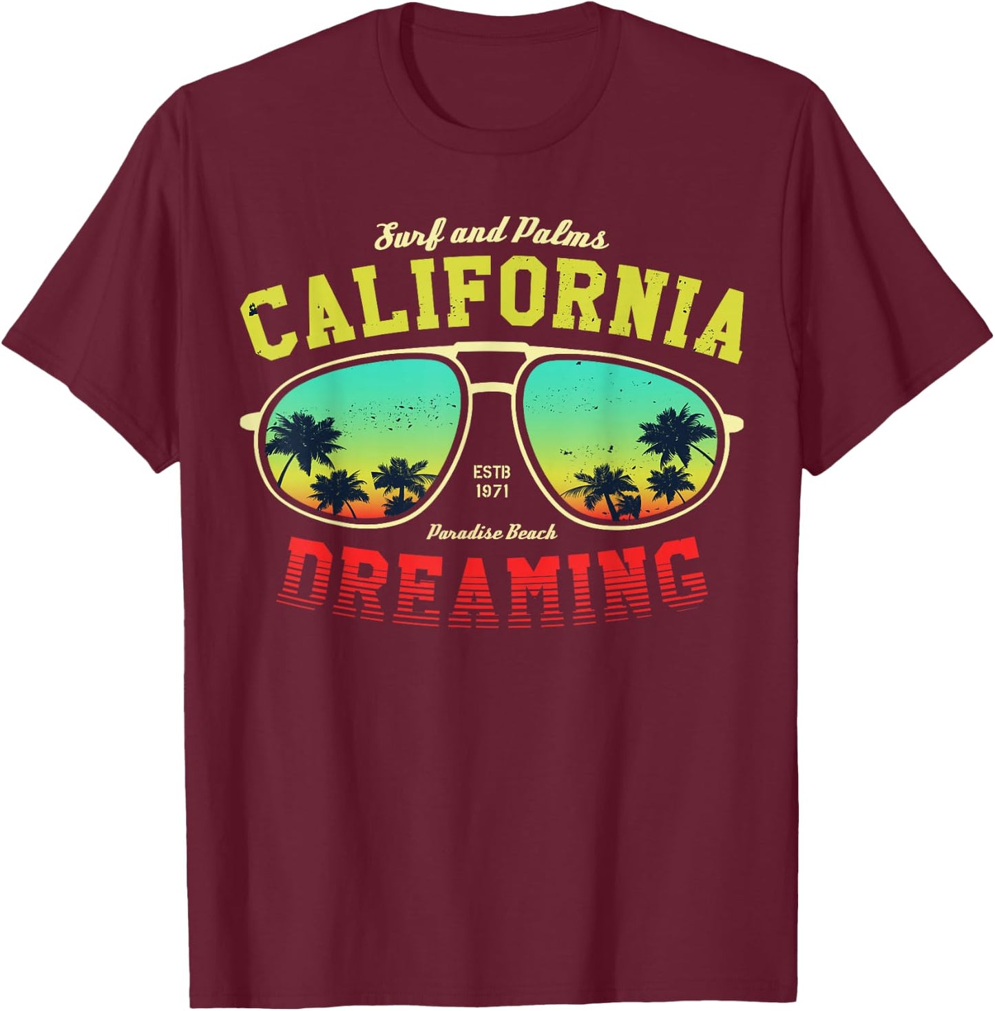Los Angeles California Graphic Design shirt, Los Angeles T-Shirt - T-Shirt | Maroon