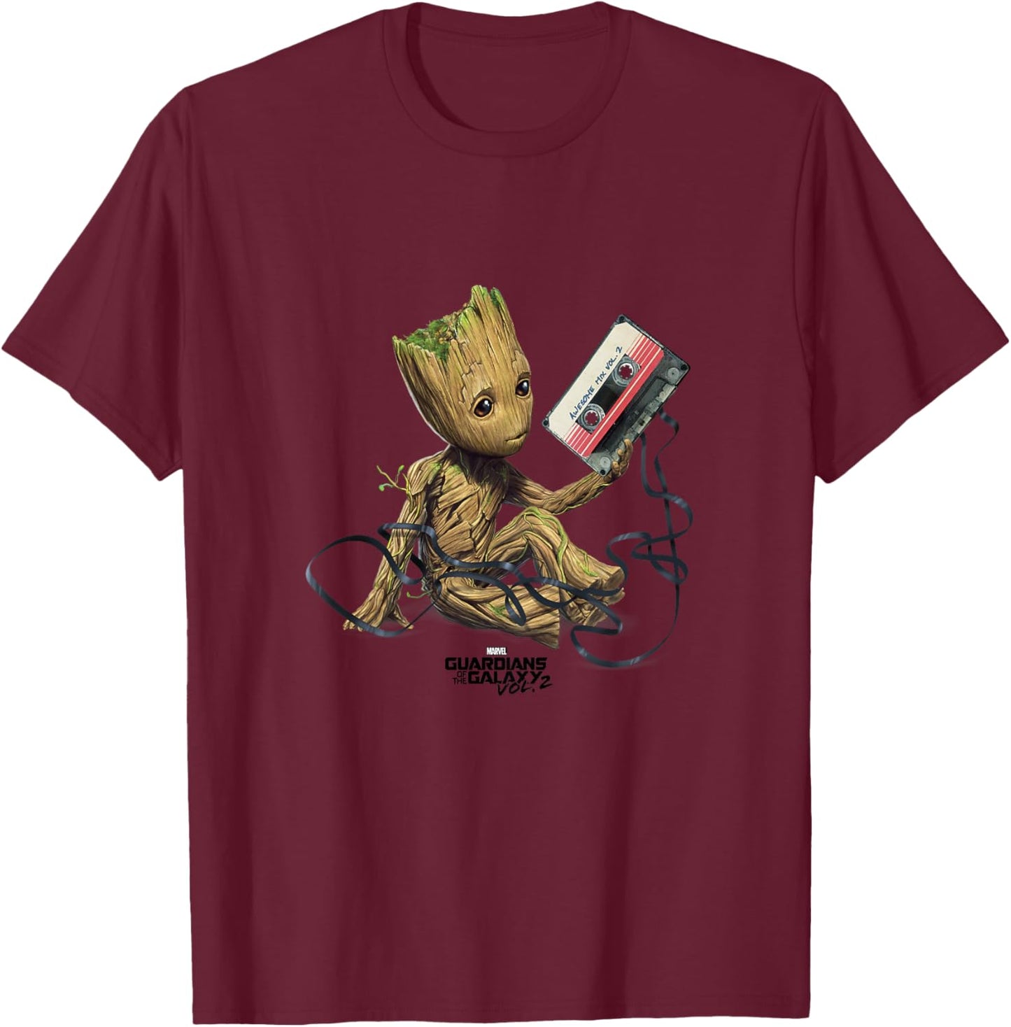 Kids Marvel Guardians of The Galaxy Vol. 2 Awesome Mix Baby Groot T-Shirt - T-Shirt | Maroon