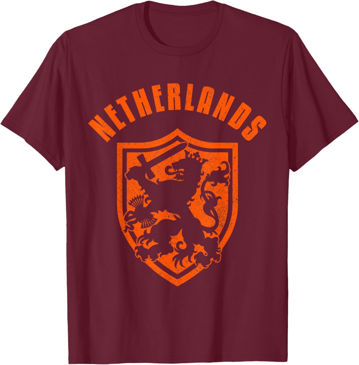 Netherlands Netherlands Lion Dutch Holland Vintage T-Shirt - T-Shirt | Maroon