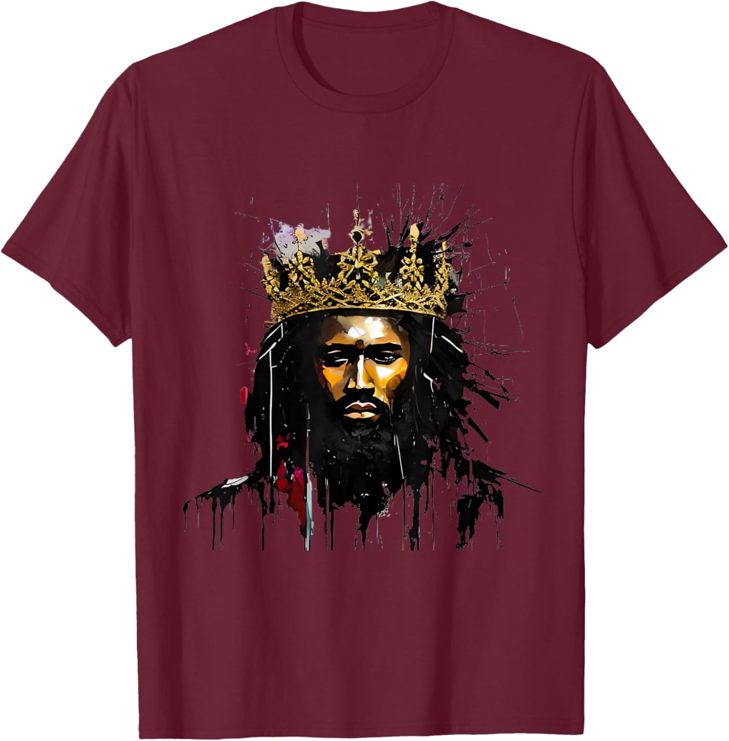 AFRICAN AMERICAN JESUS | Black Jesus Art Street T-Shirt - T-Shirt | Maroon